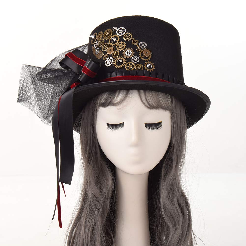 COSDREAMER Unisex Gothic Steampunk Top Hat with Goggles - Victorian Style Costume Accessory for Halloween, Cosplay, LARP, and Themed Parties