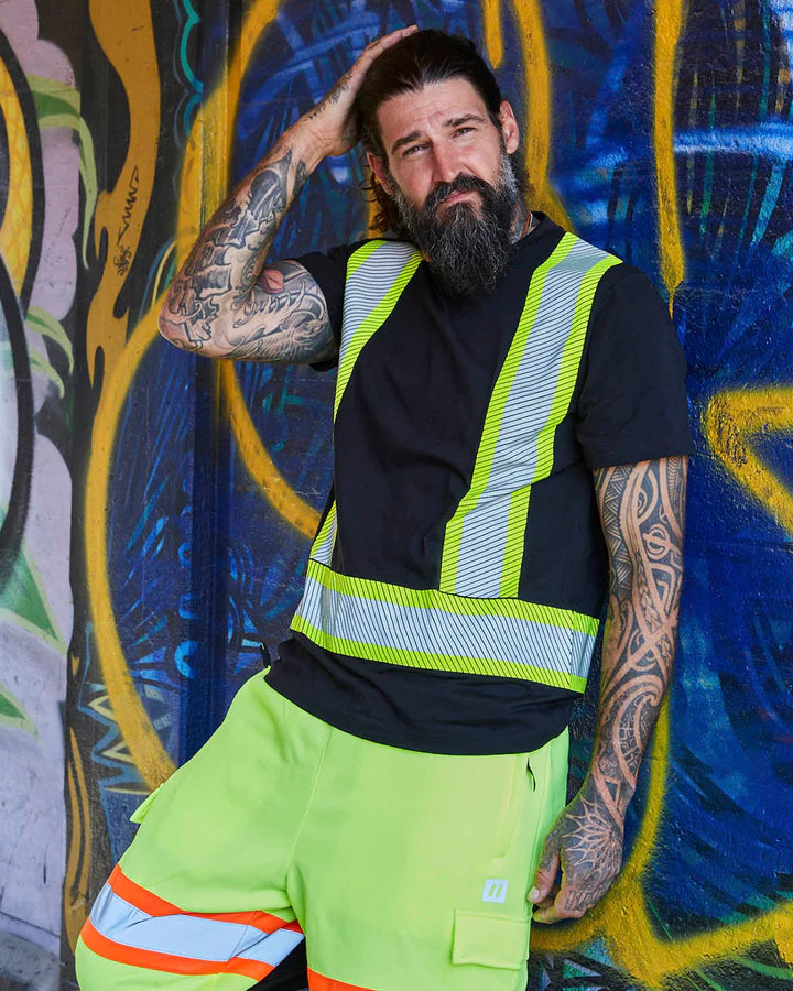 FORCEFIELD Short Sleeve Crew Neck Safety T-Shirt - High Visibility Work Shirt for Construction & Outdoor Jobs (Model 022 SEGCBE) - Ideal for Road Workers, Warehouse Staff & Emergency Responders