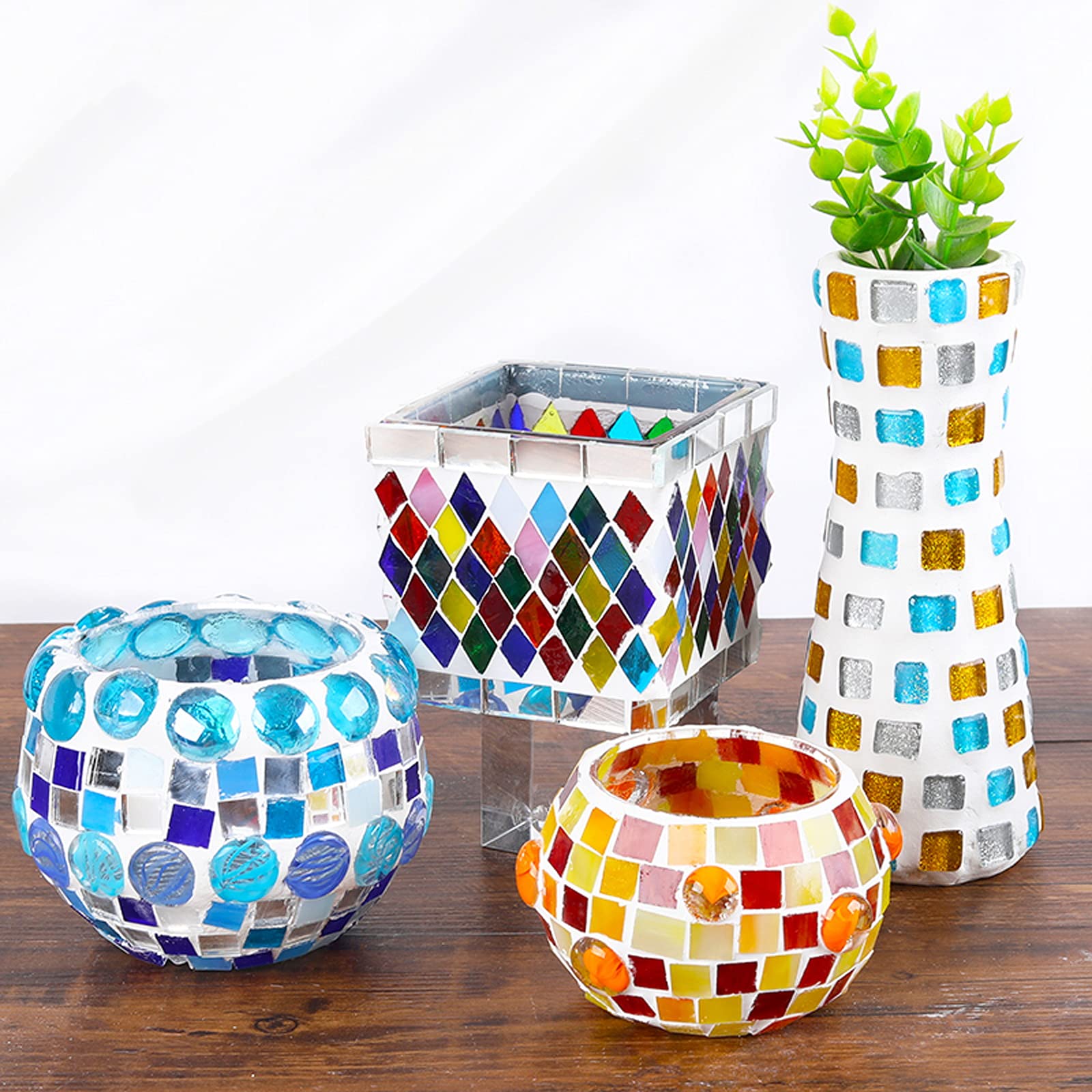 320pcs Retro Mix Mica Glass Mosaic Tiles - 1x1cm Rhombus Shape for DIY Home Decor, Crafts, Picture Frames & Flower Pots - Perfect for Kitchen Backsplash, Bathroom Wall Art & Decorative Projects (200g Pack)