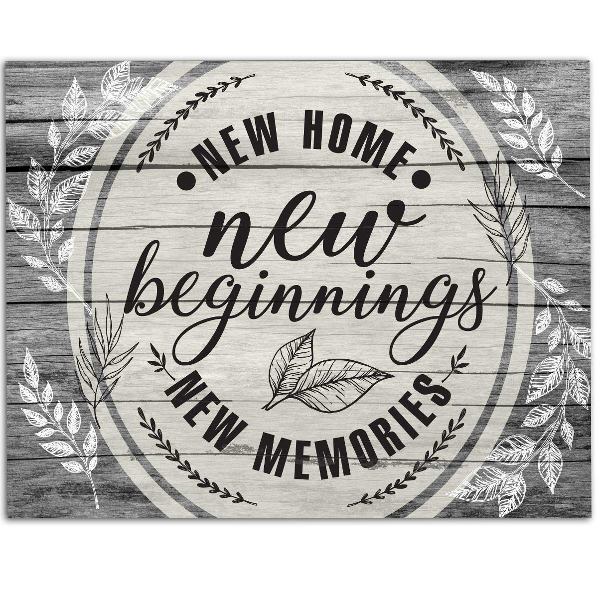 Housewarming Gift for New Home - 11x14 Unframed Wood Style Art Print, Black & White Wall Decor for Living Room | Perfect Welcome Home Decoration & Thoughtful Present for New Beginnings | Ideal for Home Decor, Apartment Warming, and Creating Lasting Memories