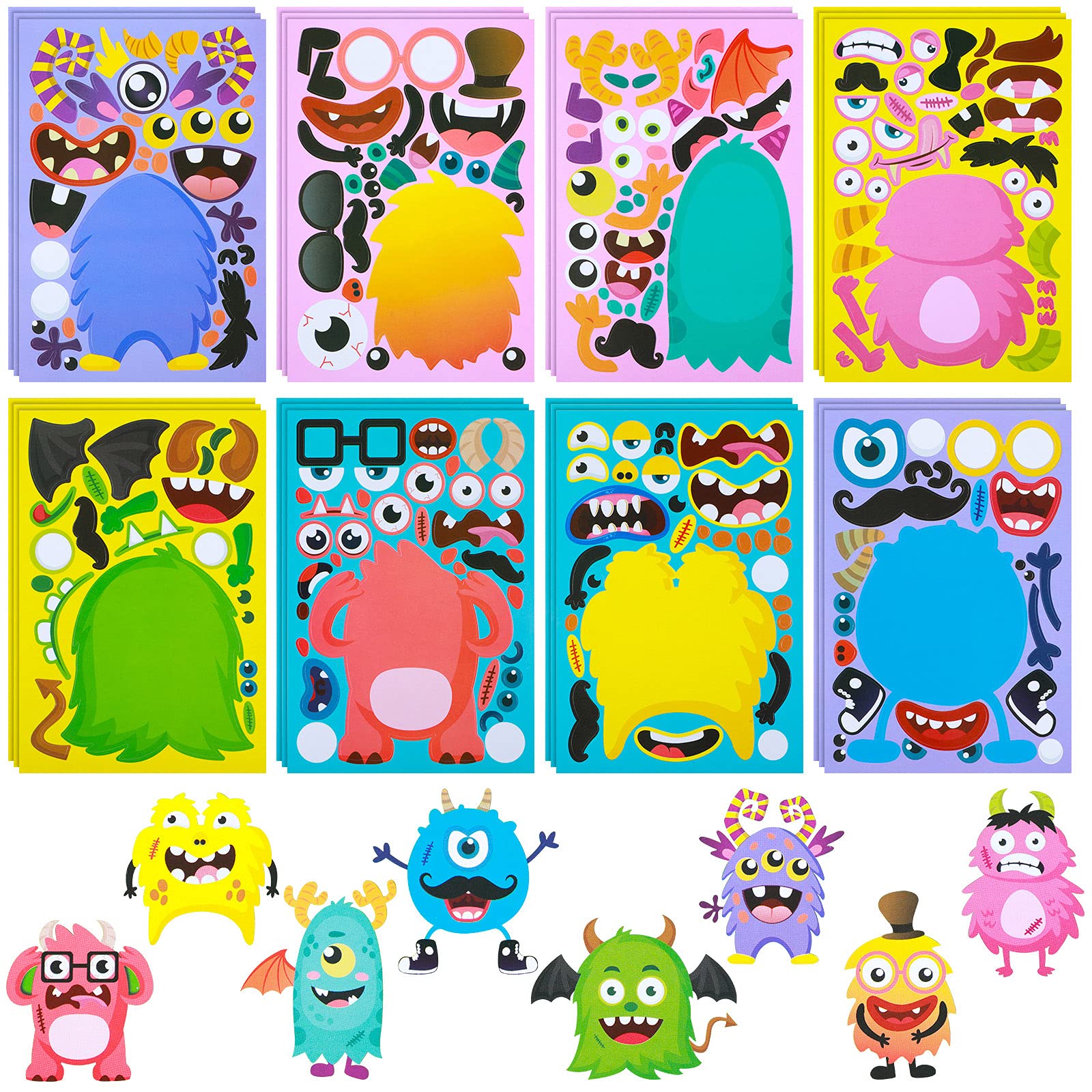 48-Piece Halloween Stickers for Kids - DIY Craft Stickers, Party Games & Birthday Favors - Perfect for Halloween Parties, Classroom Activities & Scrapbooking Projects
