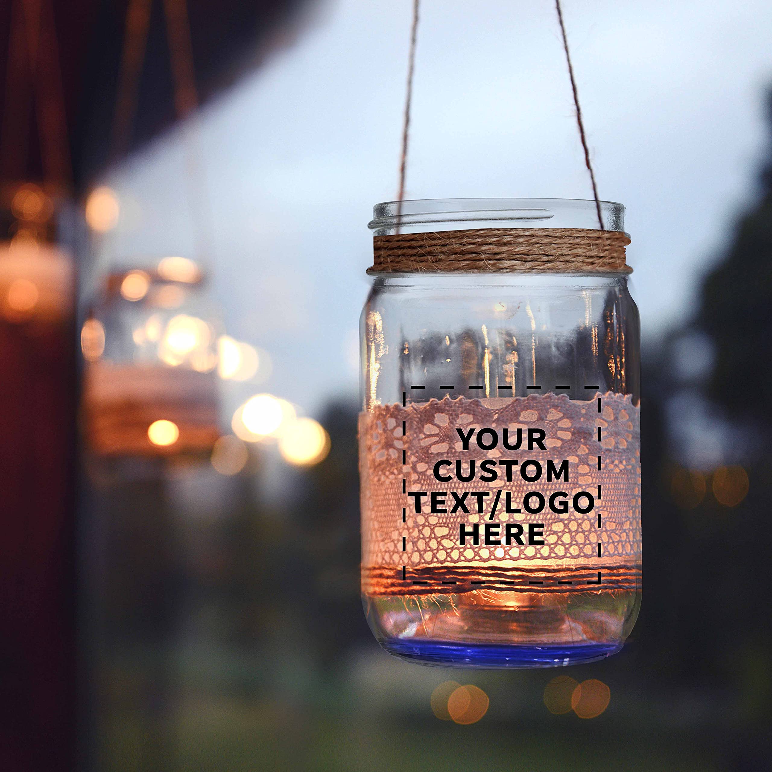 Customized 12 oz Mason Jars Bulk Pack (Set of 50) - Blue Glass Jars for Food Storage, DIY Crafts, Wedding Favors - Perfect for Overnight Oats, Candies, Pickling, Spices & Beverages - Great for Home, Kitchen, Party Decor & Gift Packaging