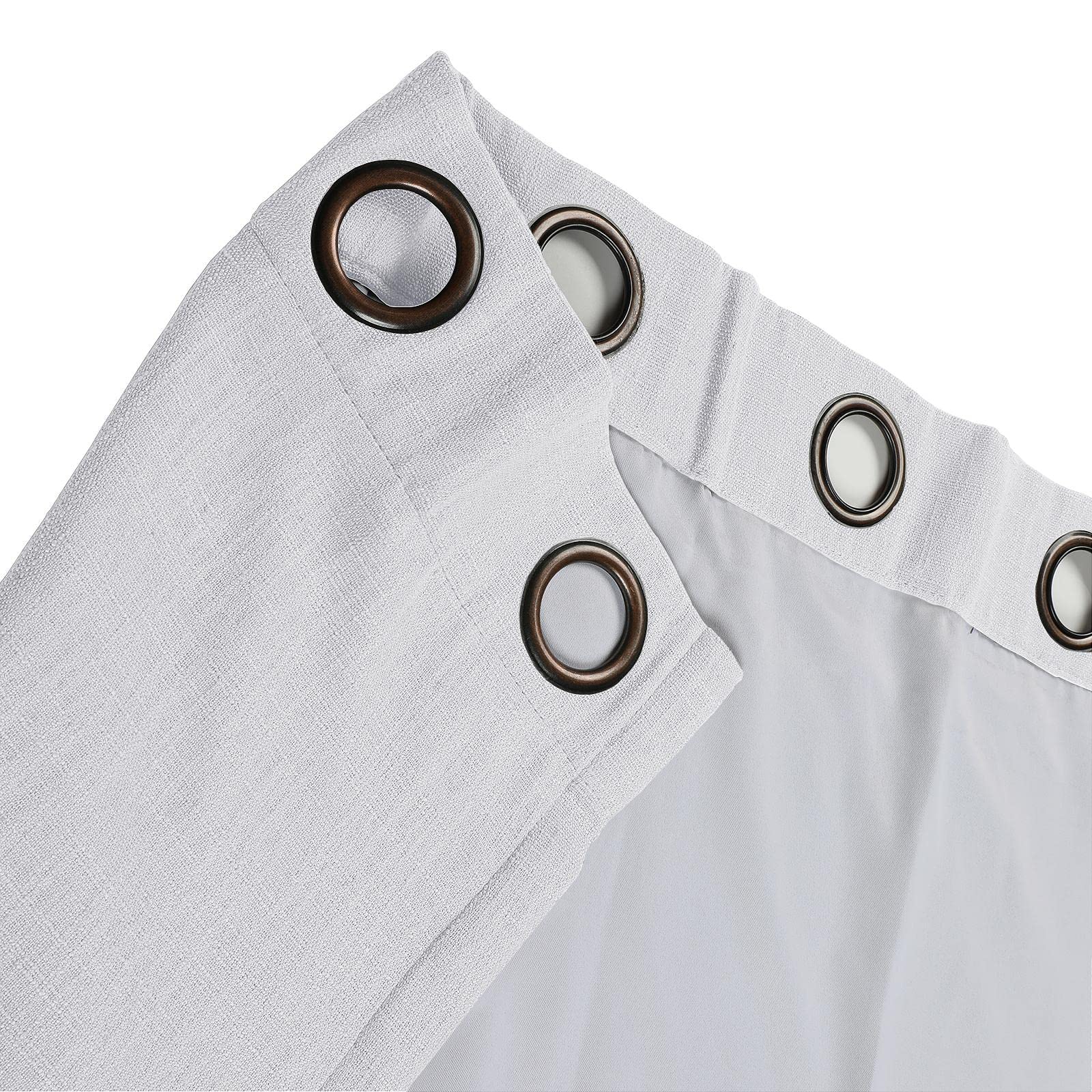 TWOPAGES White Faux Linen Blackout Curtains 96 Inches Long - Thermal Insulated Grommet Window Drapes for Living Room, Bedroom & Sliding Glass Doors (1 Panel) - Perfect for Light Control, Privacy & Home Decor