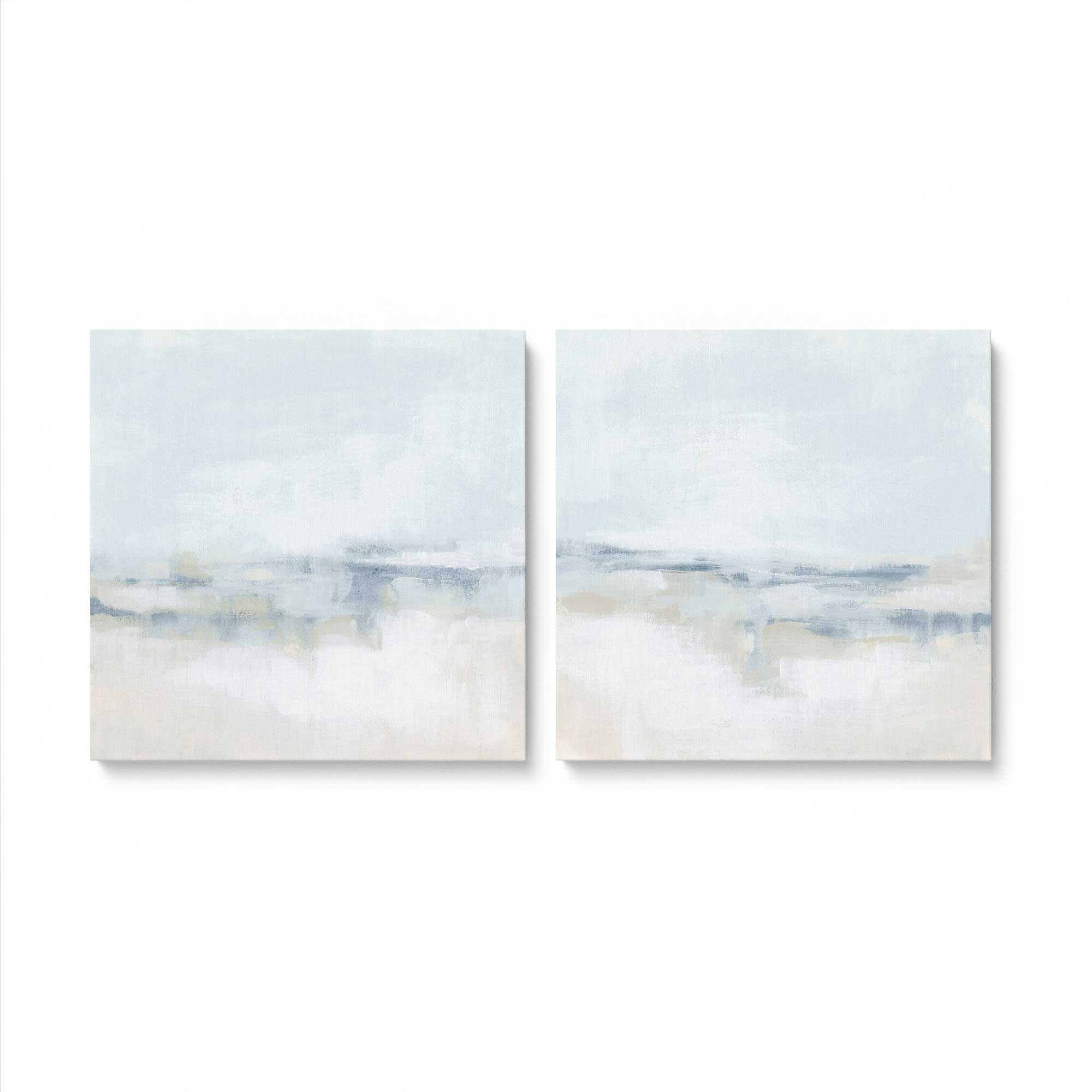 Cloudy Shoreline Hues - Set of 2 Premium Canvas Wall Art Prints for Coastal Home Decor | Perfect for Living Room, Bedroom & Beach House