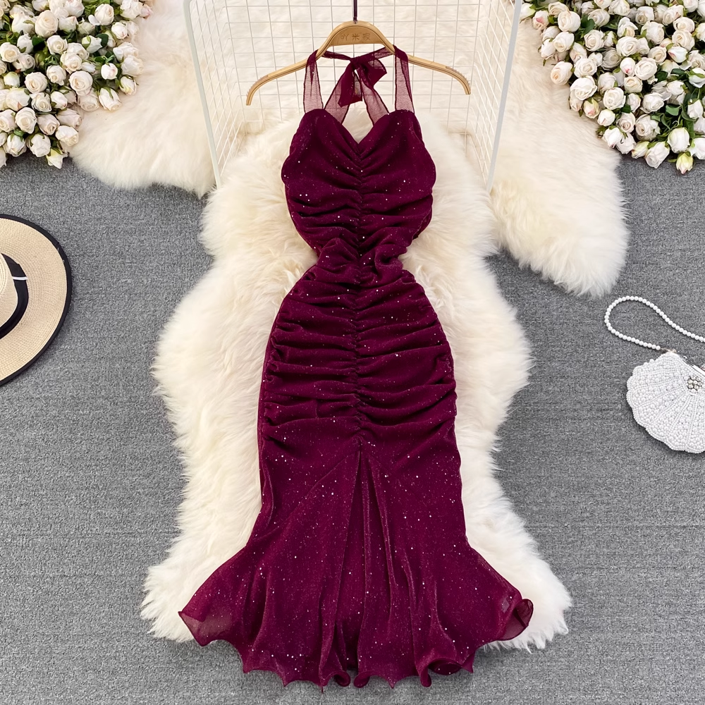 Elegant Halter Neck Sheath Mermaid Evening Dress with Sequins - Prom, Homecoming, Gala & Special Occasion Formal Gown