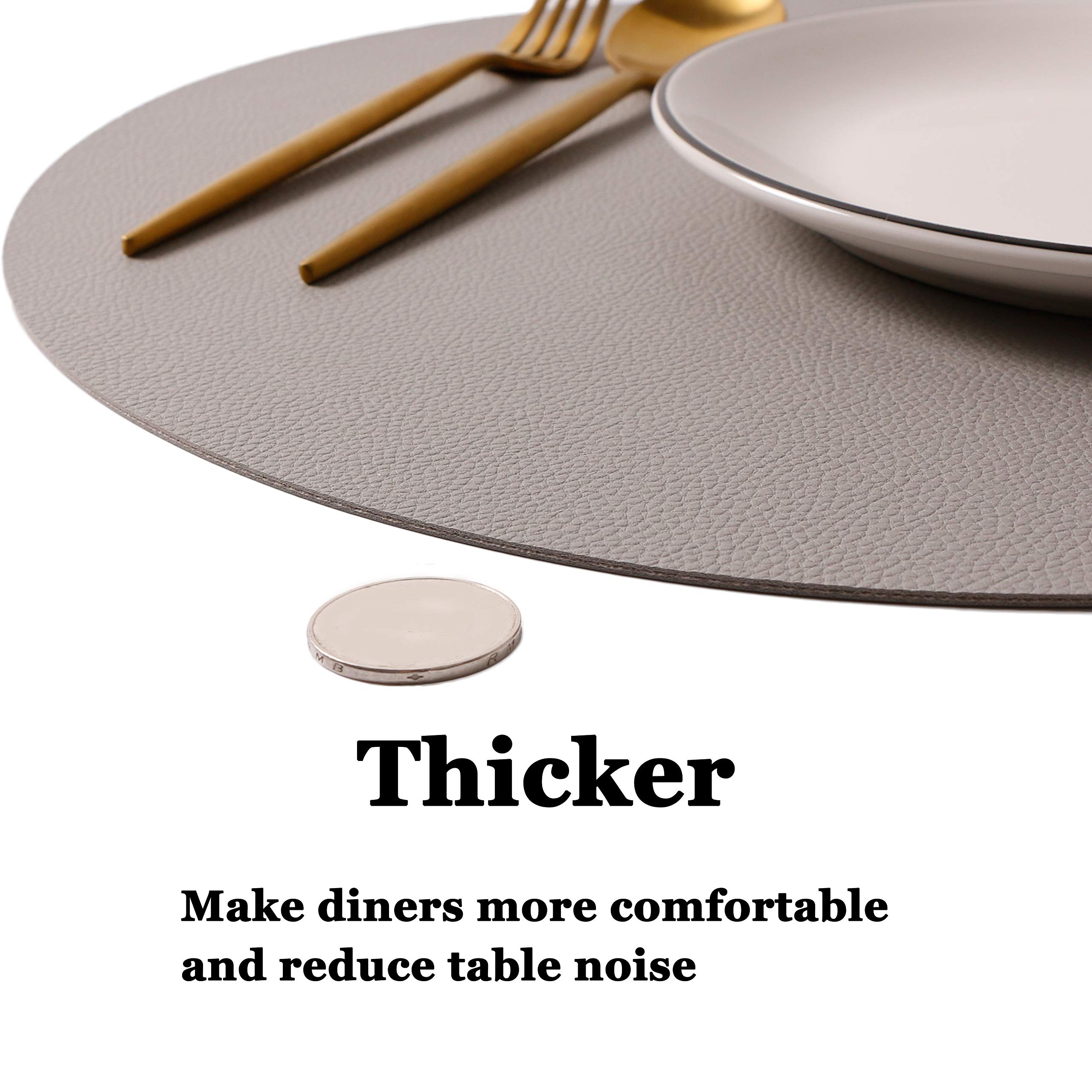 Premium Leather Wipeable Placemats and Coasters Set of 4 - Waterproof, Heat-Resistant, Easy Clean Table Mats for Dining & Kitchen - Slate Gray - Perfect for Dinner Parties, Family Meals, and Daily Use