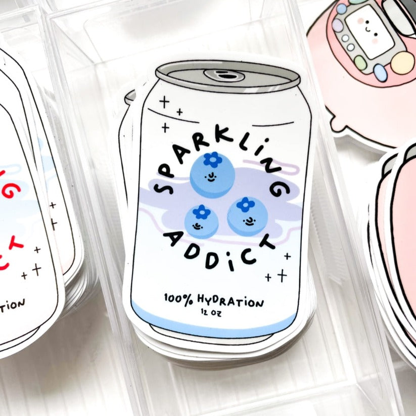 Blueberry Sparkling Addict Sticker - Fun Decorative Vinyl Decals for Laptops, Water Bottles & Notebooks - Perfect for DIY Crafts, Scrapbooking & Personalizing Gifts