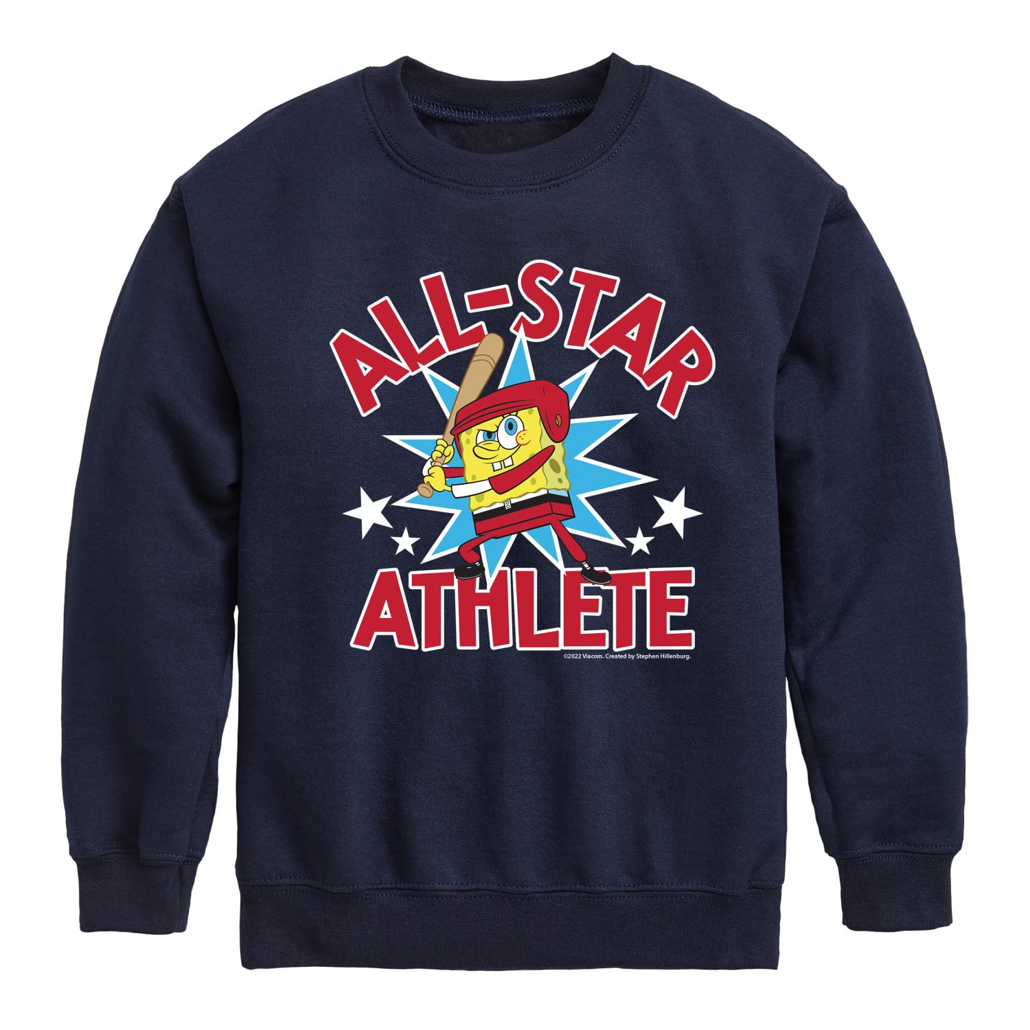 HYBRID APPAREL Spongebob Squarepants American All Star Fleece Sweatshirt for Toddler & Youth | Soft Crewneck Pullover | Cartoon Character Hoodie for Kids & Teens | Perfect for School, Playdates & Family Outings