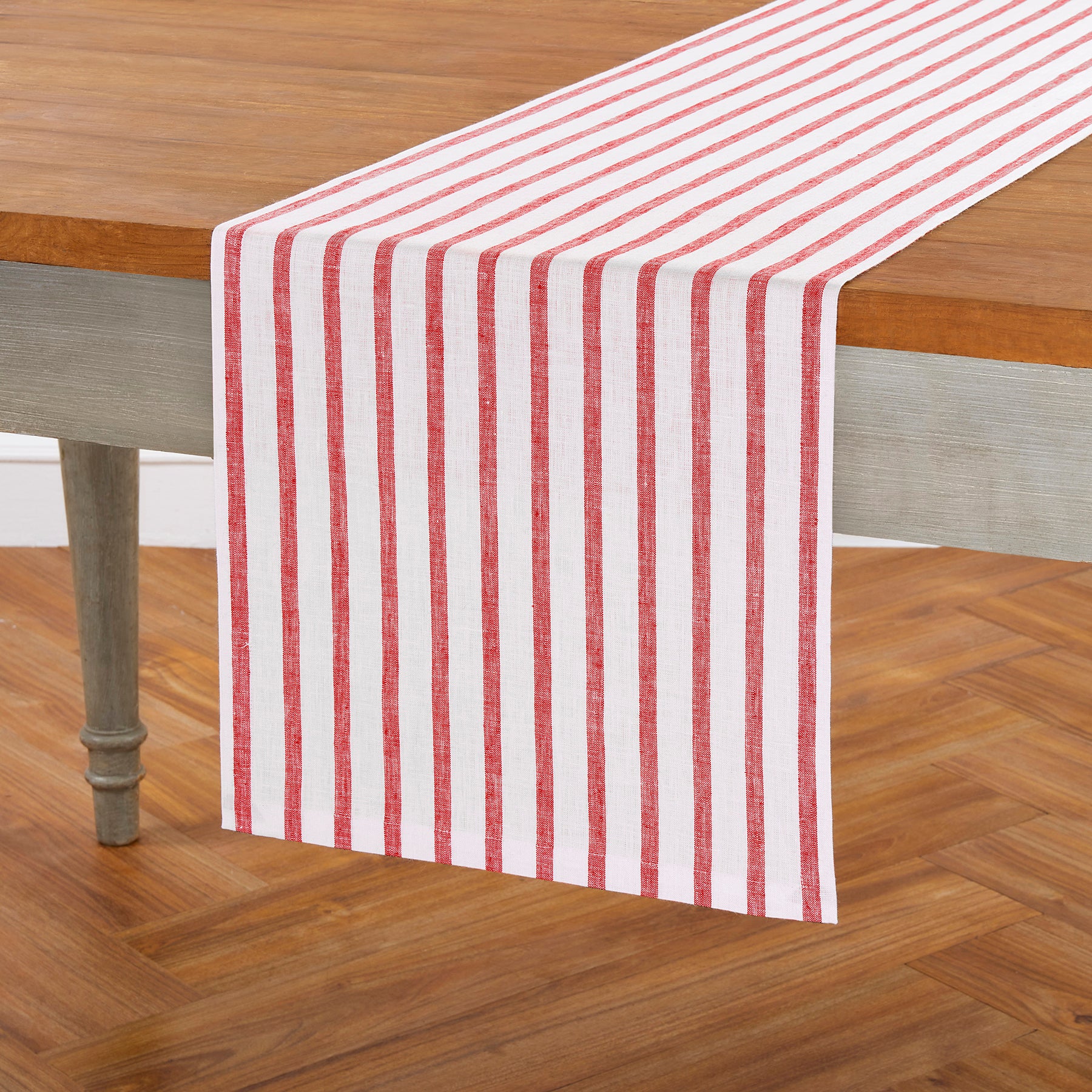 Madison Stripe Table Runner - Elegant Cotton Linen Dining Table Decor for Thanksgiving, Christmas & Wedding Parties - Home Kitchen Decorations