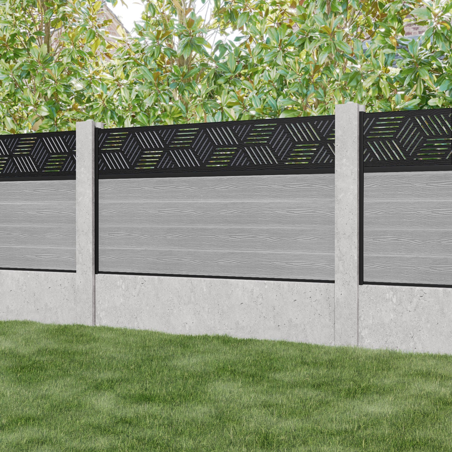 Classic Cubed Fence Panel Light Grey - Precast Concrete Fence Screen for Privacy & Decoration - Perfect for Backyard, Garden, and Patio Boundaries