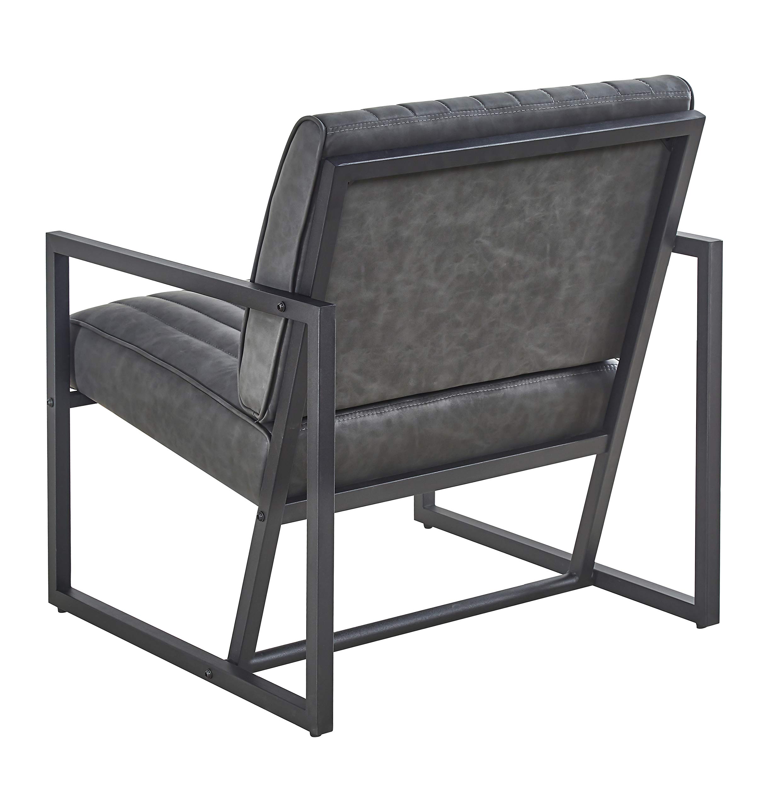 Modern Brown PU Leather & Steel Armchair - Sturdy Dining Chair for Kitchen, Bedroom, Living Room - Perfect for Small Spaces & Home Offices