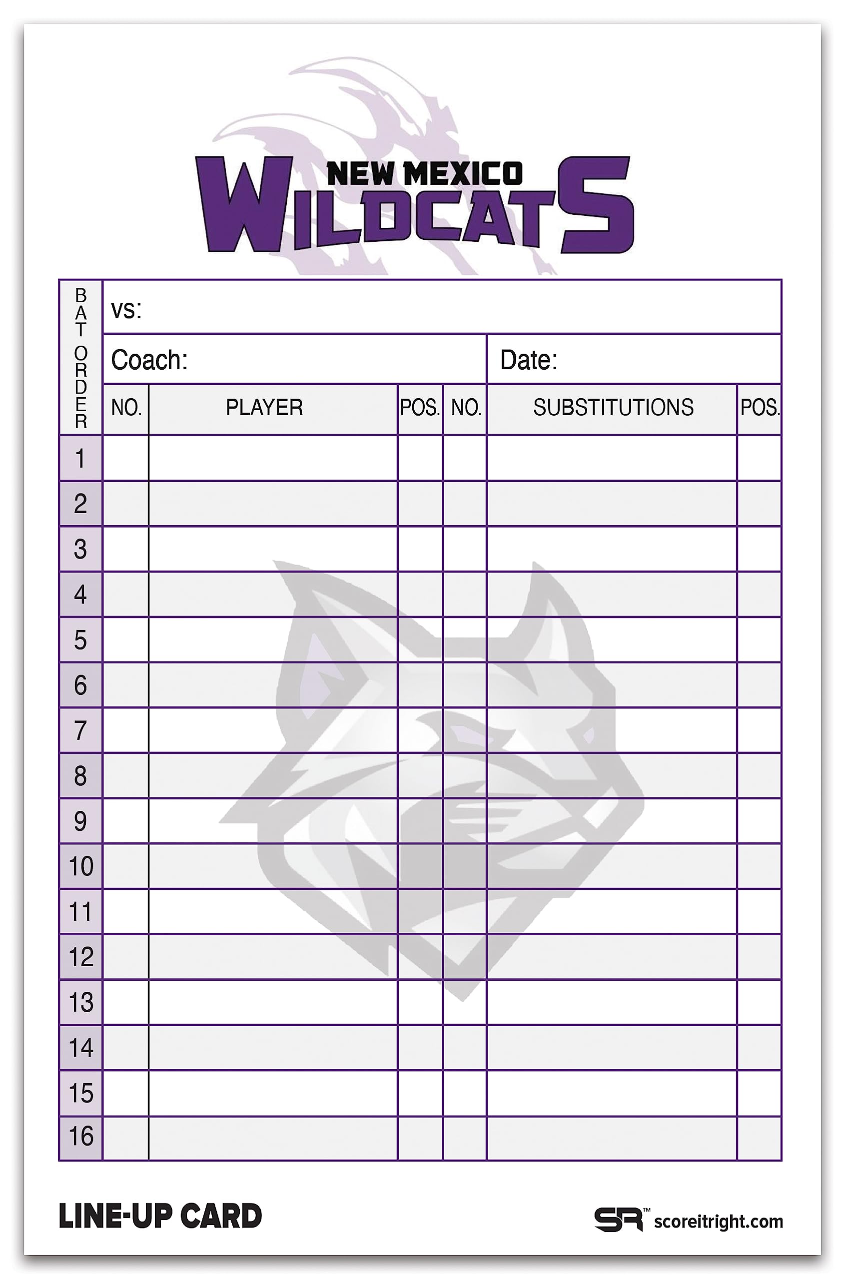 Custom Baseball & Softball Lineup Cards - 32-Pack Carbonless 4-Part Forms (5.5