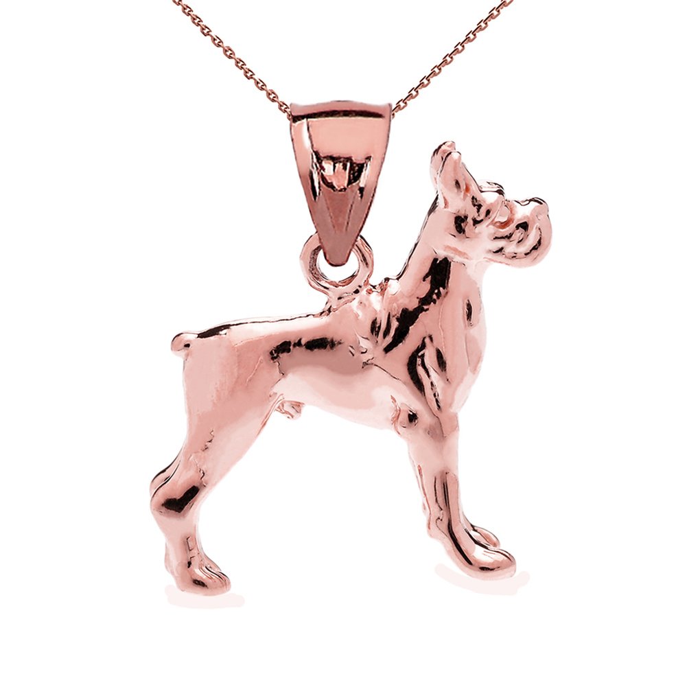 14k Rose Gold Boxer Charm Necklace for Men - Perfect Gift for Him