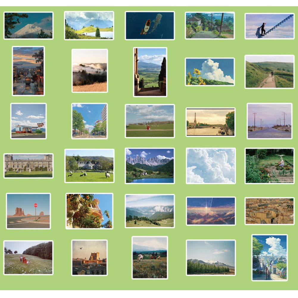 DIY Scrapbook Washi Sticker Set - Greenery, Mountains, Lake & Village Scenes for Journaling, Planner Decoration, Water Bottle & Skateboard Customization | Perfect for Crafting, Scrapbooking & Gift Wrapping