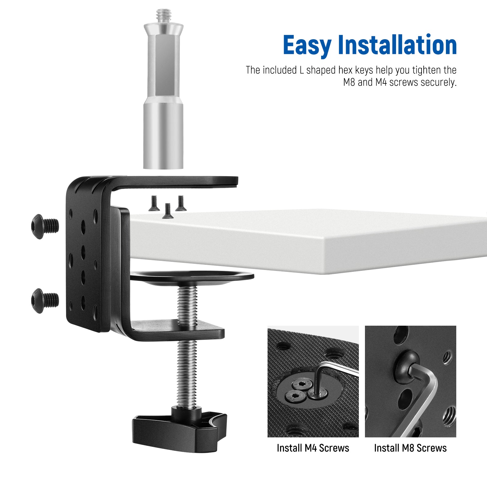 NEEWER ST CCD1 Heavy Duty C Desk Clamp - Adjustable Camera Mount for DSLR, Webcam, Microphone - Perfect for Streaming, Video Conferencing & Studio Photography