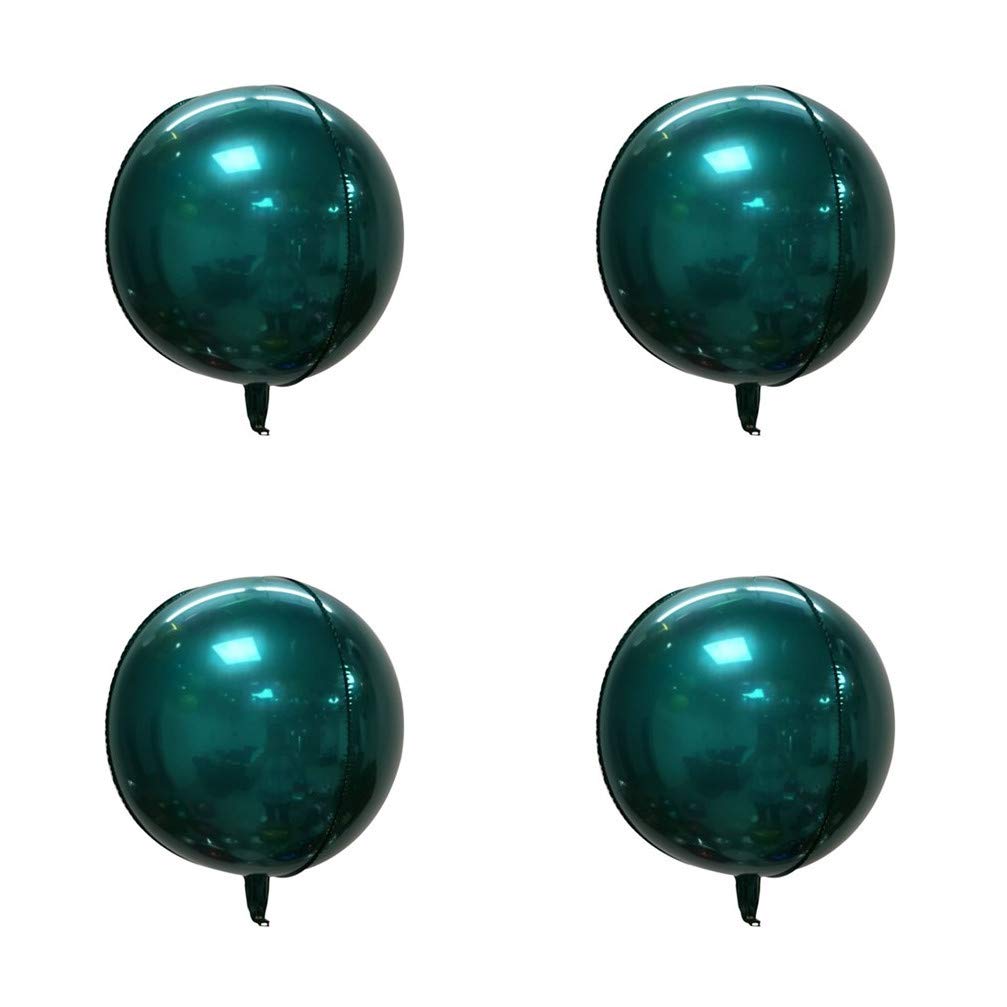 Glanzzeit 4D Round Foil Balloons - Pack of 4 Peacock Green for Wedding, Baby Shower, Birthday Party & Prom Decorations | Helium Balloons for Indoor & Outdoor Events