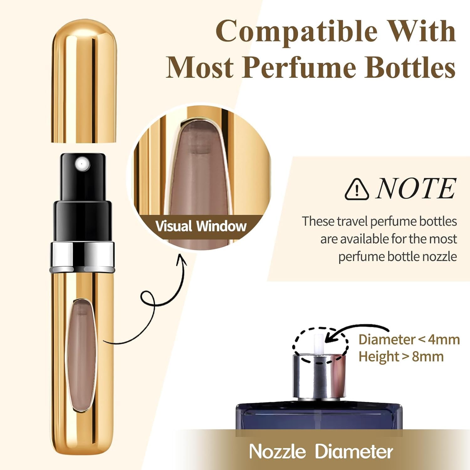 Portable Mini Refillable Perfume Atomizer Bottle - 5ml Travel Size Spray Scent Pump Case (5 Pack) - Perfect for Travel, Gym, Office & On-the-Go Fragrance Touch Ups