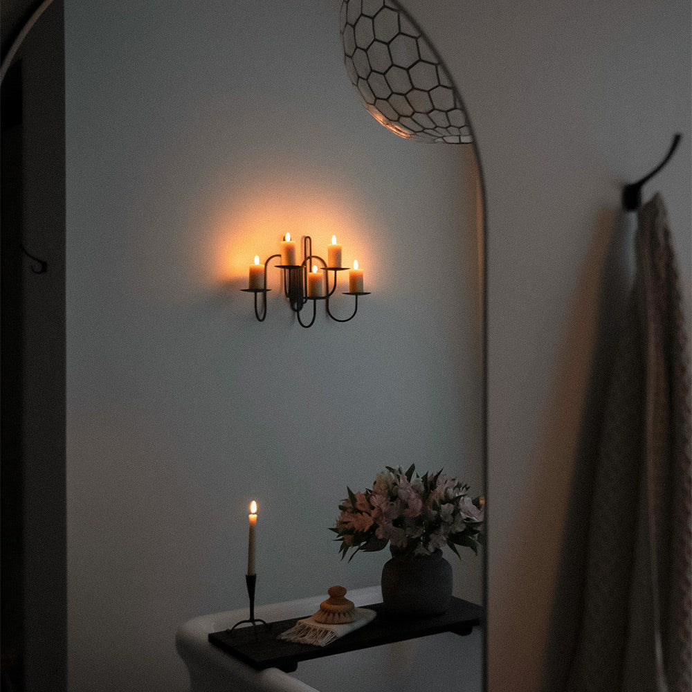 Hand Forged Iron Candle Holder - 5 Arm Black Wrought Iron Candelabra for Dining Table, Wedding Centerpiece & Home Decor