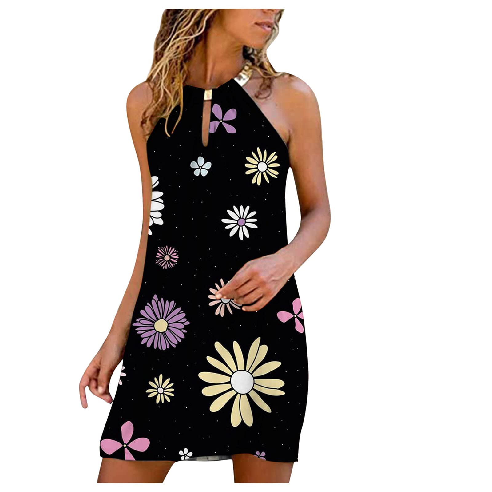 Women's Sexy Strapless Printed Sun Dress - Sleeveless Cocktail Dress for Summer Beach Party & Night Out