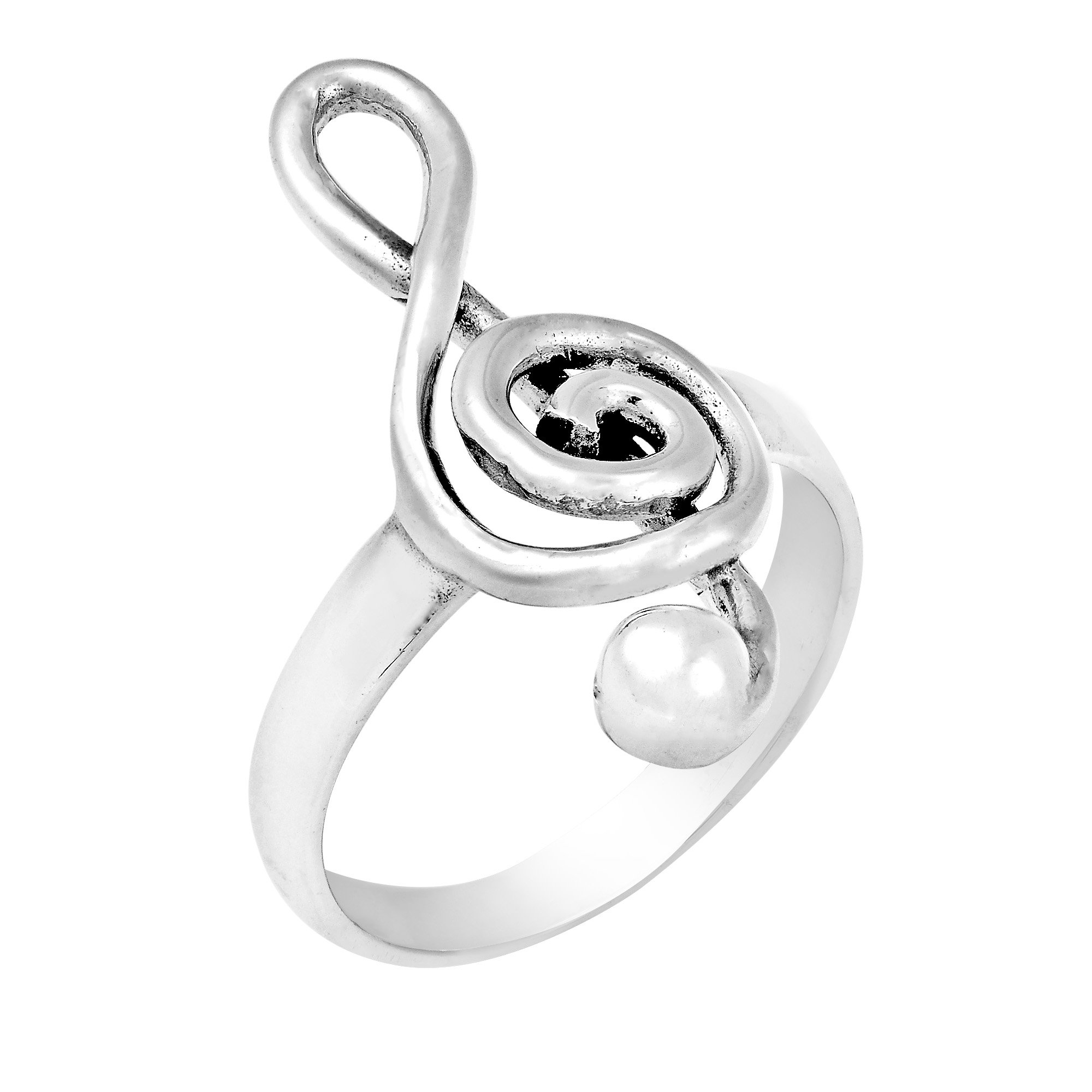 AeraVida .925 Sterling Silver Raised Treble Clef Musical Note Ring for Women - Elegant Wedding, Fashion Statement & Everyday Jewelry - Comfort Fit Sizes 5-10 - Perfect for Music Lovers, Brides & Gift Giving
