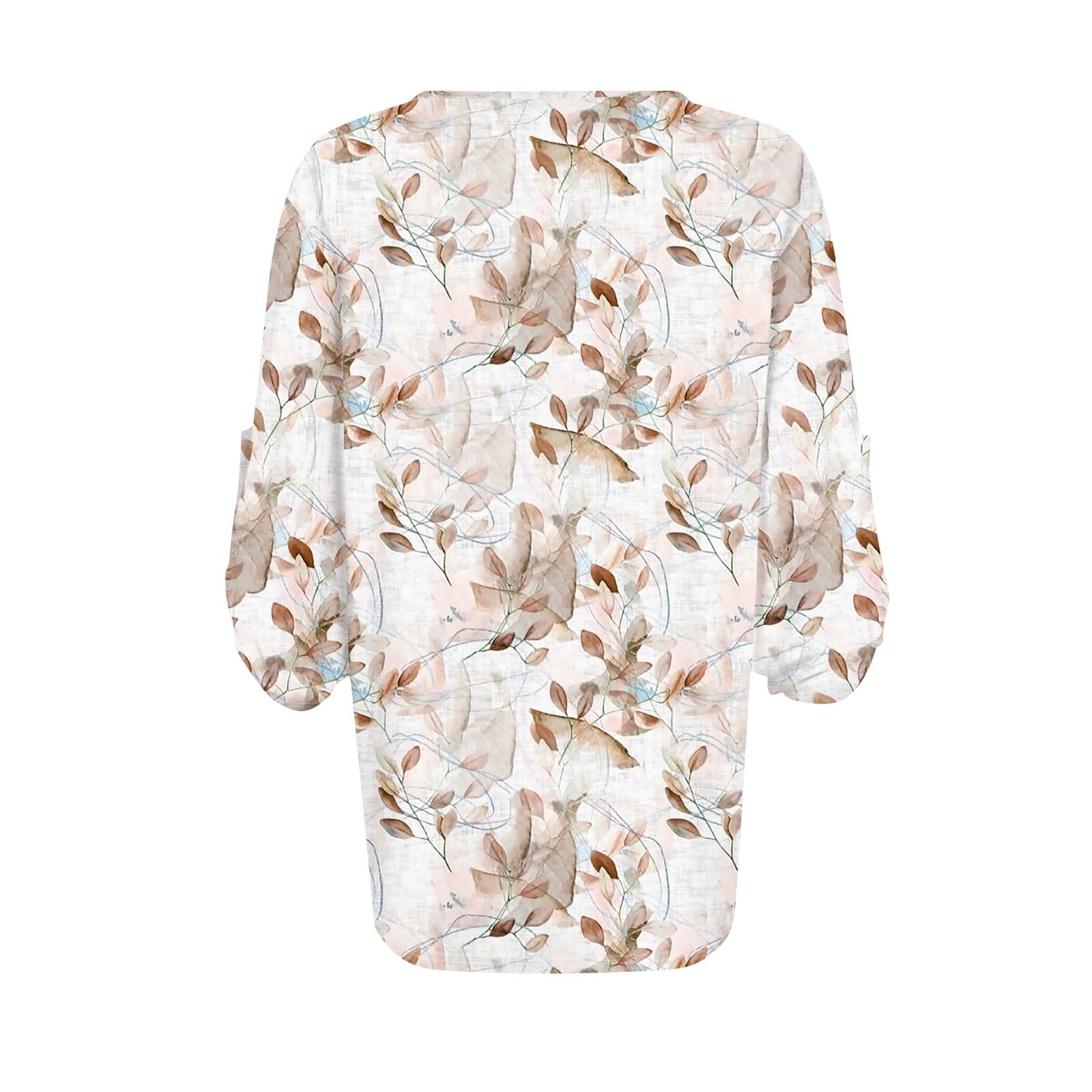 Trendy Women's V-Neck Button-Up T-Shirts - Casual Printed Summer Tees & Blouses with 3/4 Sleeves | Perfect for Everyday Wear, Office Outfits & Weekend Casual Looks