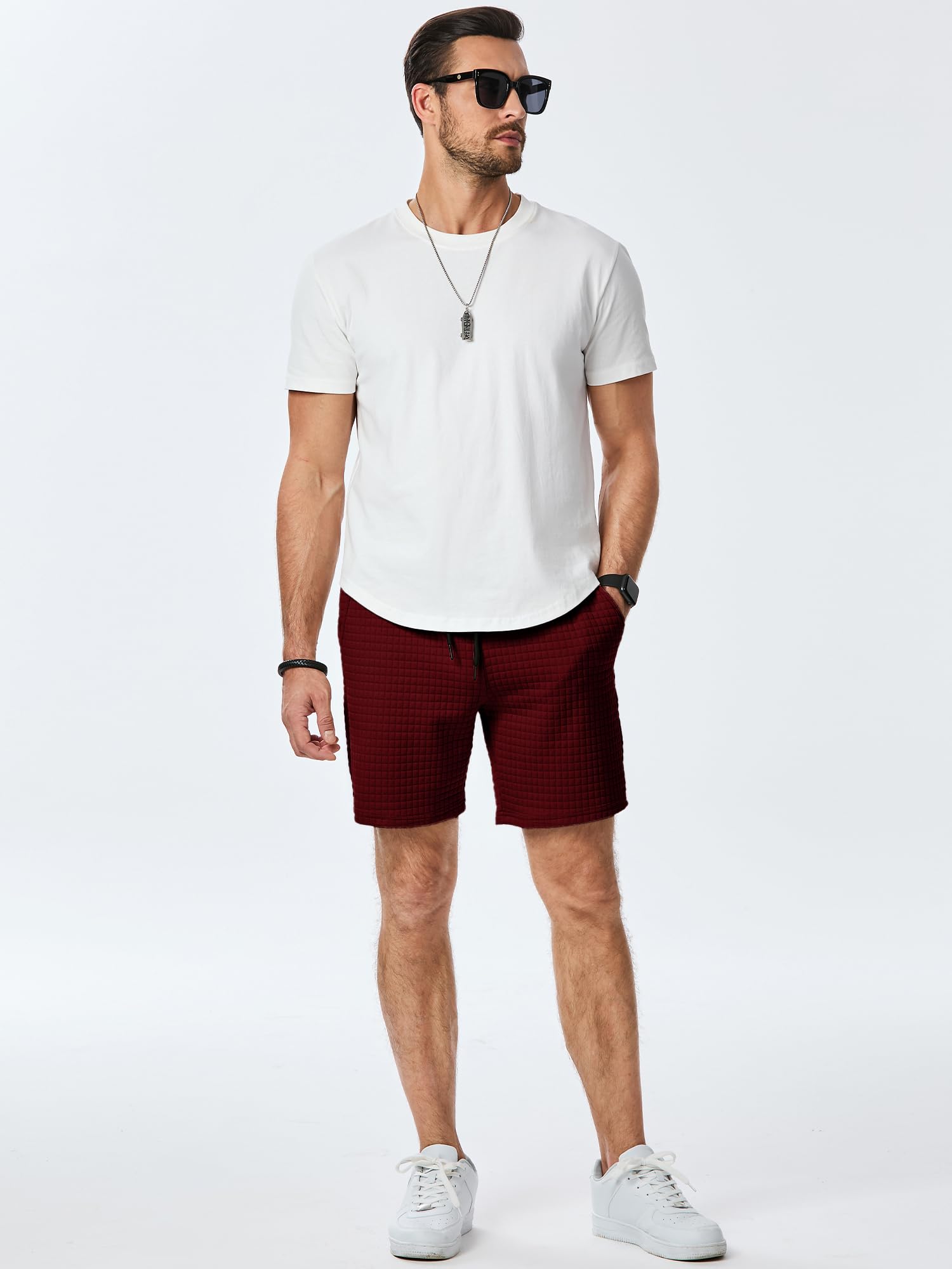 JMIERR Men's Sweat Shorts - 7 Inch Inseam Stretch Elastic Waist Workout Gym Running Shorts with Pockets | Breathable Casual Athletic Shorts for Gym, Jogging & Summer Outdoor Activities