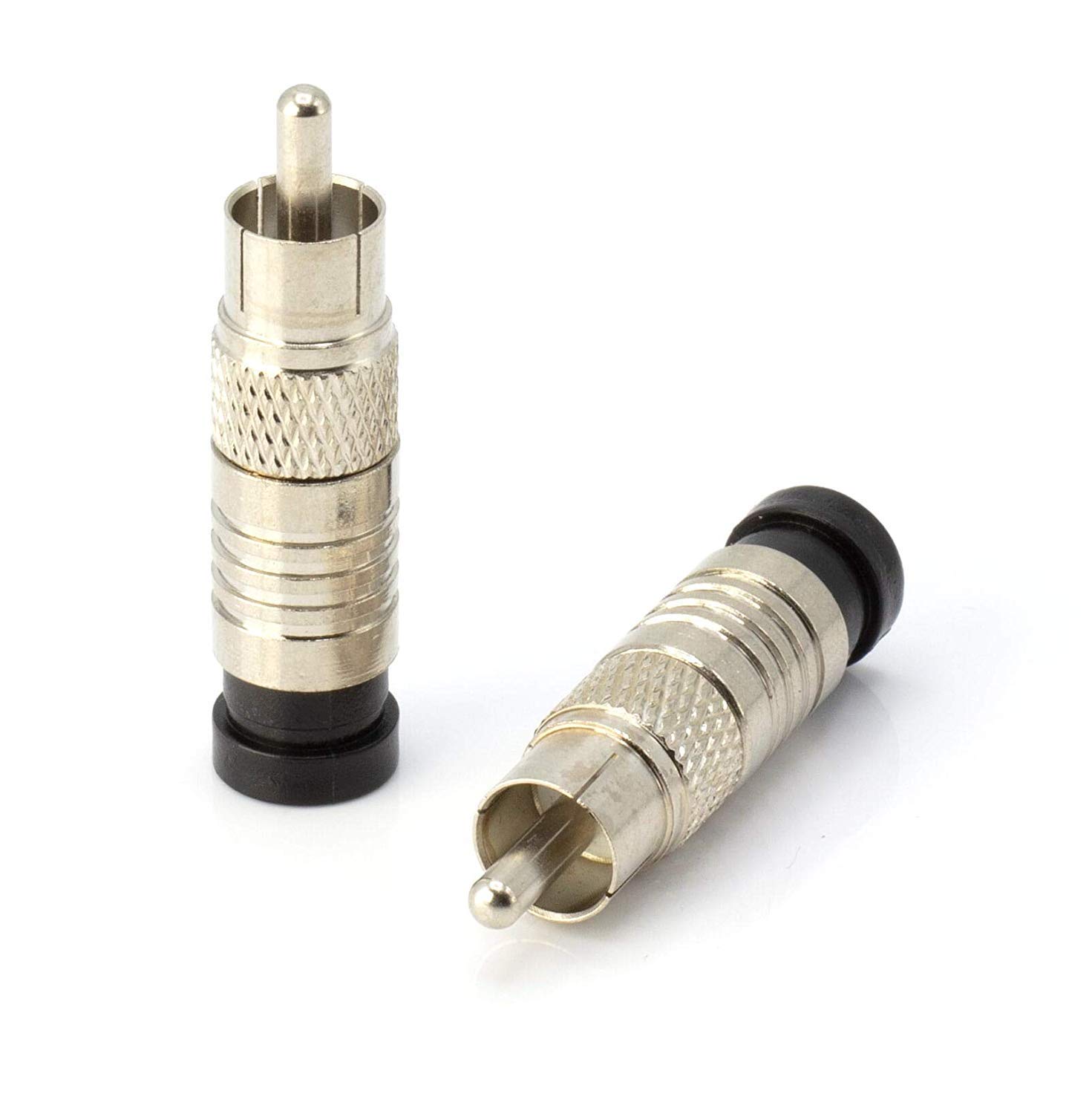 10 Pack RCA Compression Connectors for RG-6 Coaxial Cable - Universal Male Connectors for RCA, Subwoofer, Composite & Component Cables - Perfect for Home Theater, Audio Systems & CCTV Installations