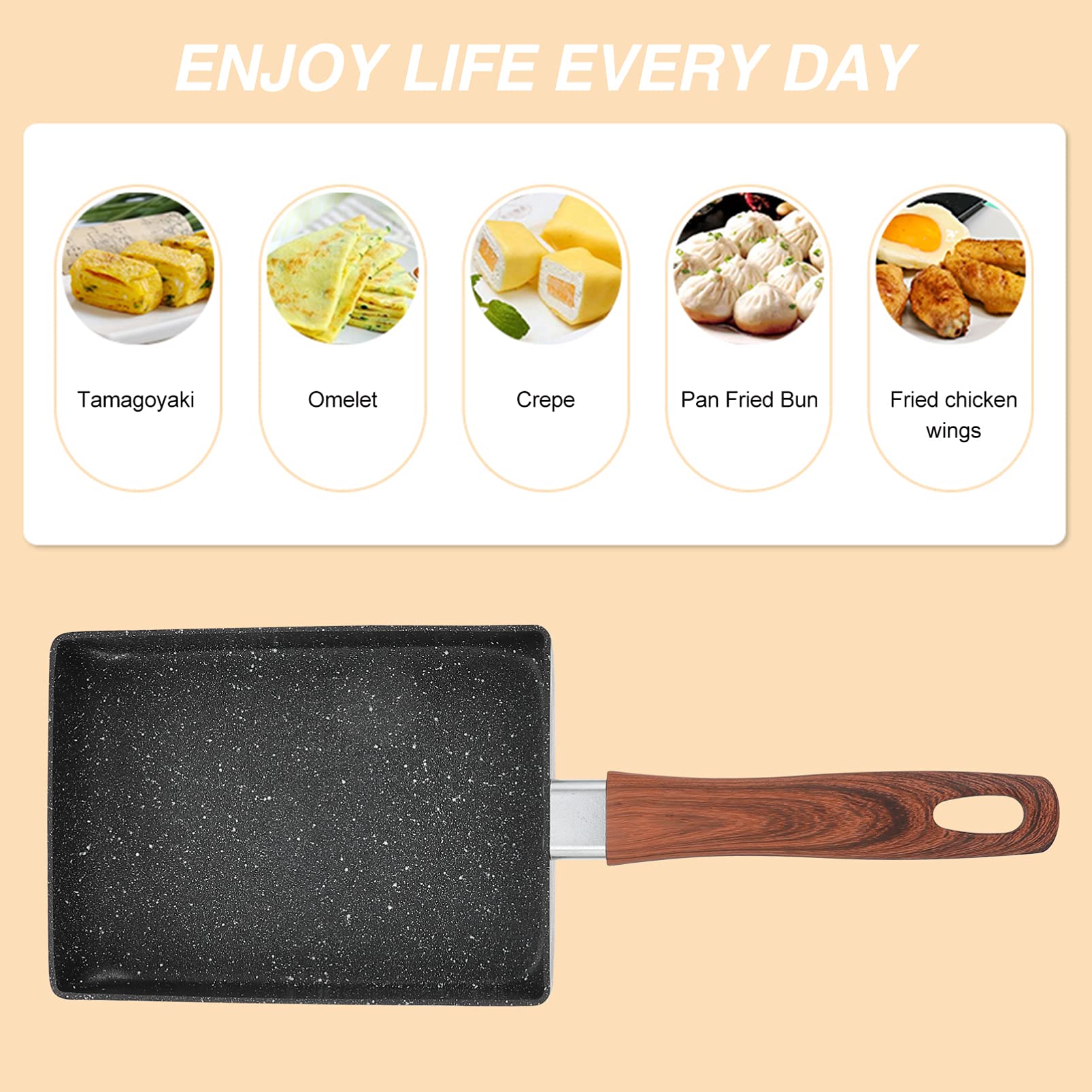 **Hemoton 1-Piece Nonstick Square Tamagoyaki Pan - Mini Frying Skillet for Steak, Eggs & Breakfast - Induction Cooktop Compatible Iron Griddle - Perfect for Japanese Omelette, Pancakes & Cooking at Home**