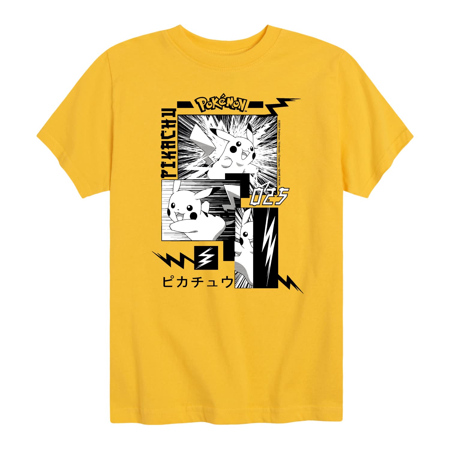 HYBRID APPAREL Pokémon Pikachu Manga Youth Graphic T-Shirt - Cool Anime Short Sleeve Tee for Kids & Teens - Perfect for Cosplay, Gaming & Casual Wear