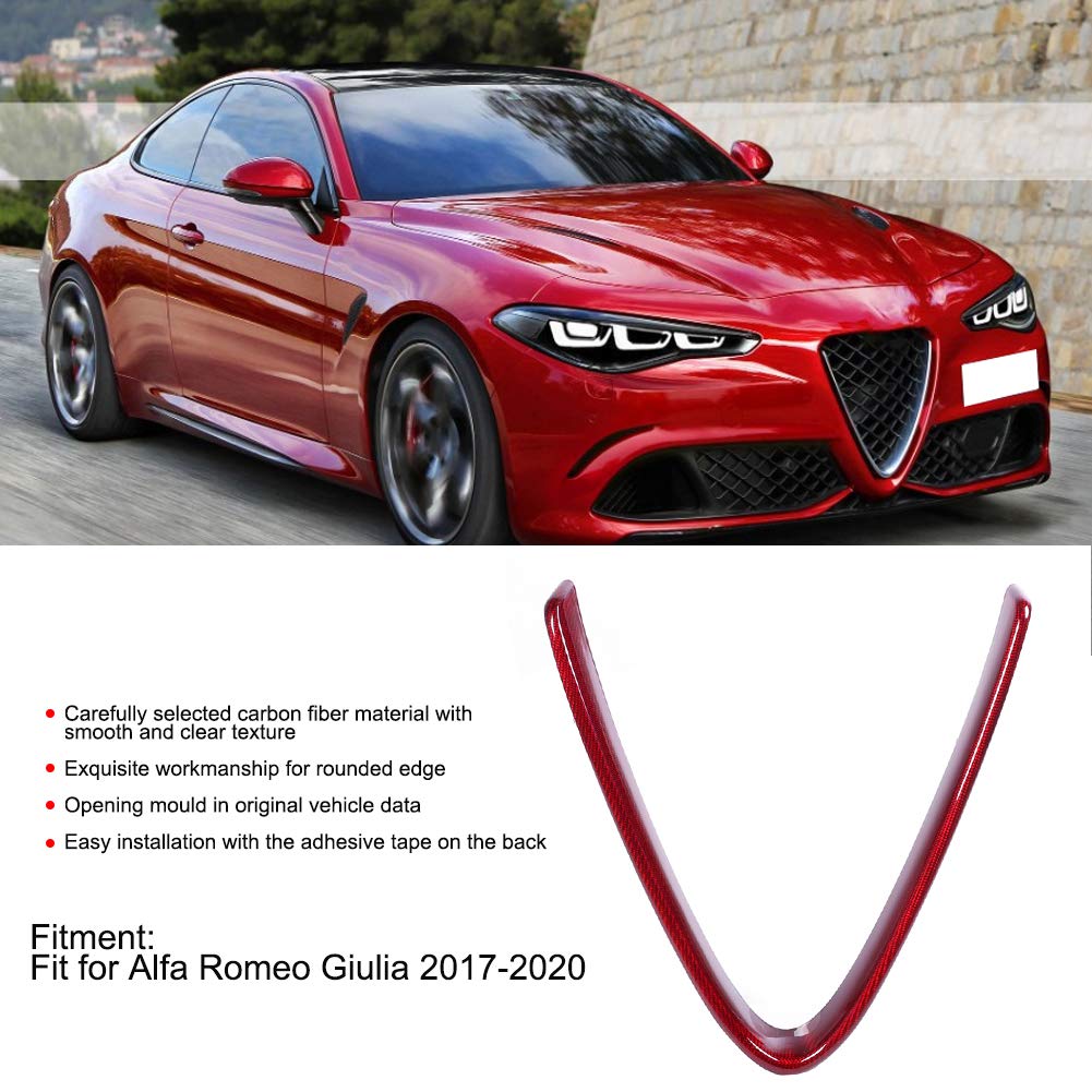 Carbon Fiber Front Grille Trim Cover for Alfa Romeo Giulia 2017-2022 | V-Shaped Red Grill Upgrade | Enhanced Sporty Look for Street & Show Cars