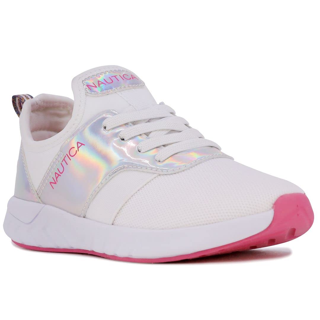 Nautica Kids Girls Metallic Fashion Sneakers - Lightweight Athletic Running Shoes for Toddler, Little & Big Kids | Lace-Up Design for School, Play & Everyday Wear