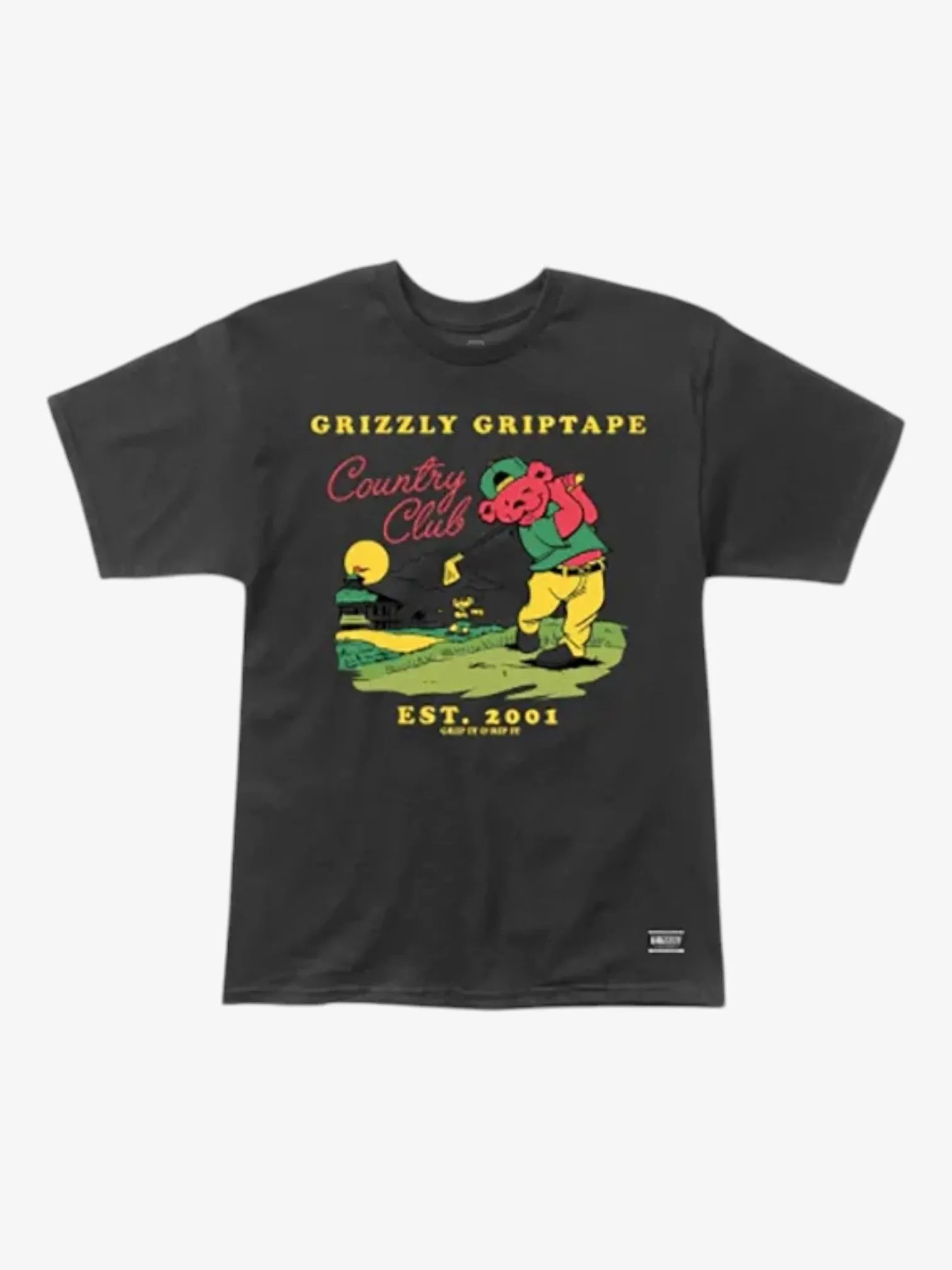 Grizzly Back Nine Black T-Shirt for Men - Comfortable Cotton Tee for Golf, Casual Wear & Outdoor Activities