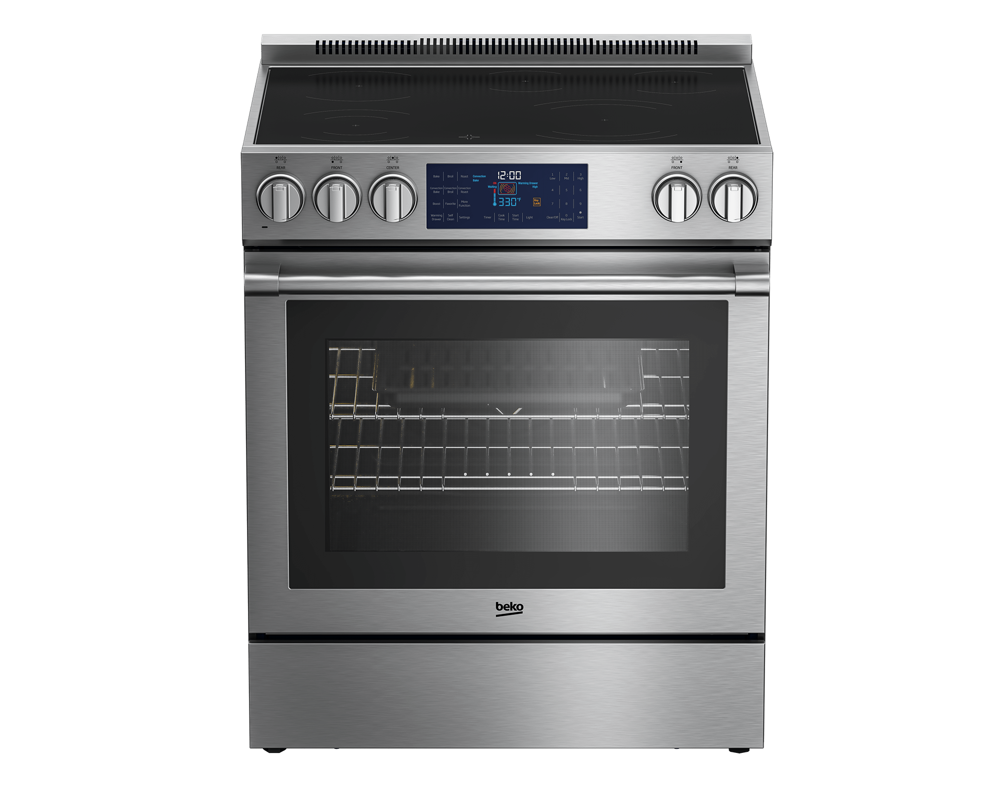 Beko SLER30432SS 30-Inch Stainless Steel Slide-In Electric Range with Convection Oven - Perfect for Modern Kitchens & Home Cooking