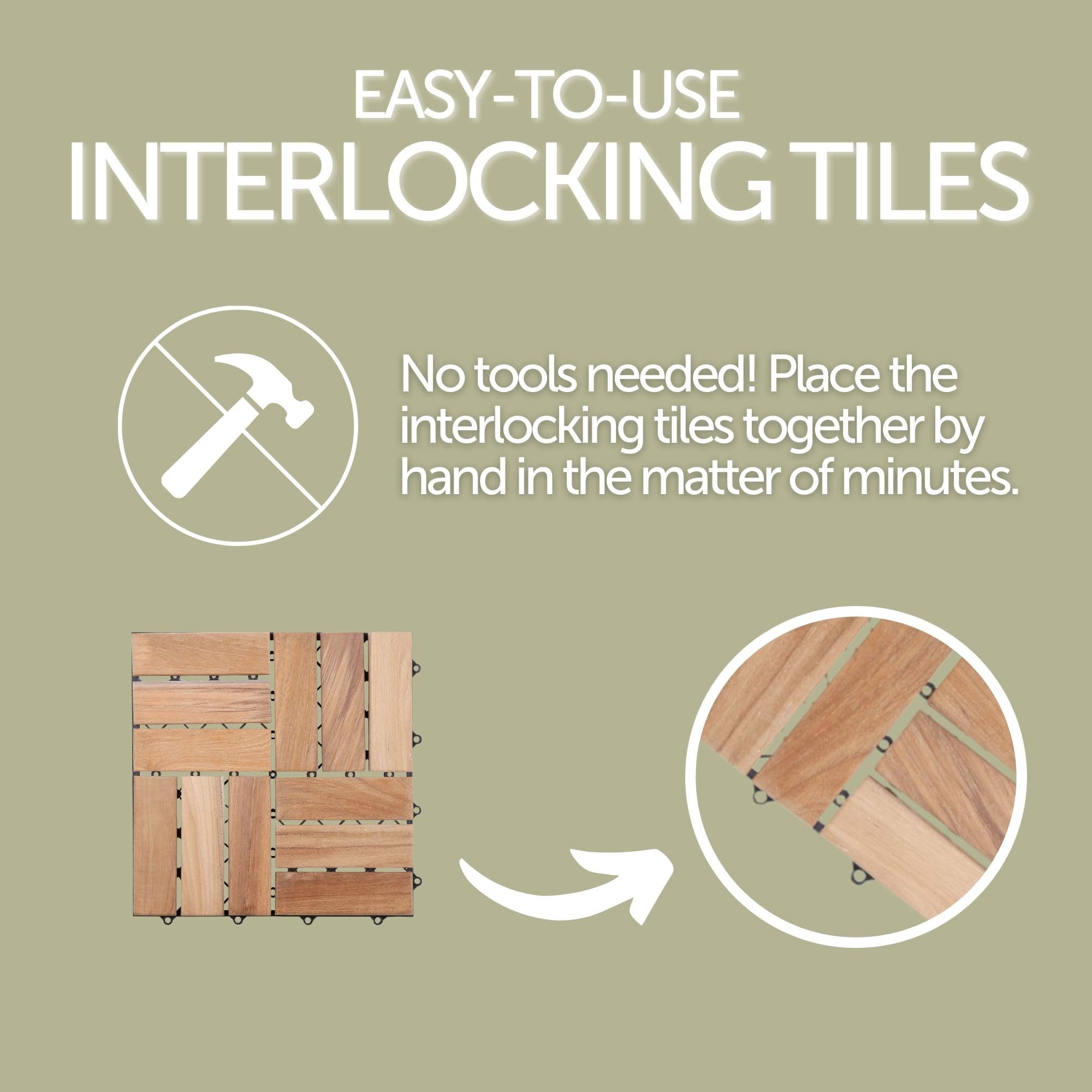 Premium Nordic Style Teak Interlocking Floor Tiles - 12