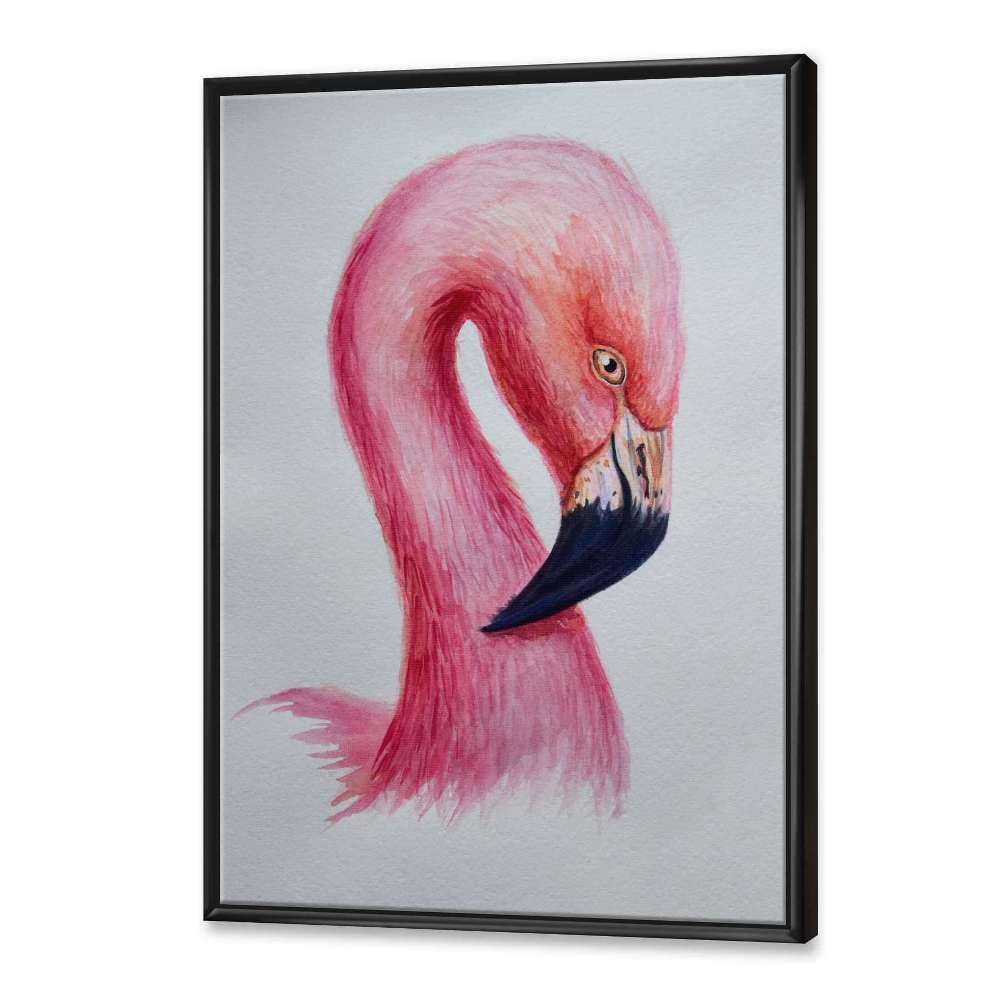 DesignQ Pink Flamingo IV Framed Canvas Wall Art - Modern Farmhouse Decor for Living Room, Bedroom & Office