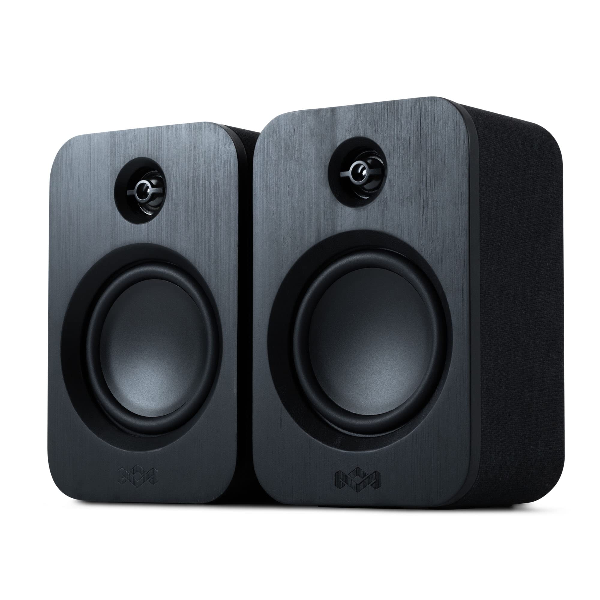 House of Marley Get Together Duo Wireless Bluetooth Bookshelf Speakers - High Definition Active Speakers with AUX Input, Turntable & Vinyl Record Player Compatibility - Sustainable Eco-Friendly Design for Home, Office & Music Studio Use