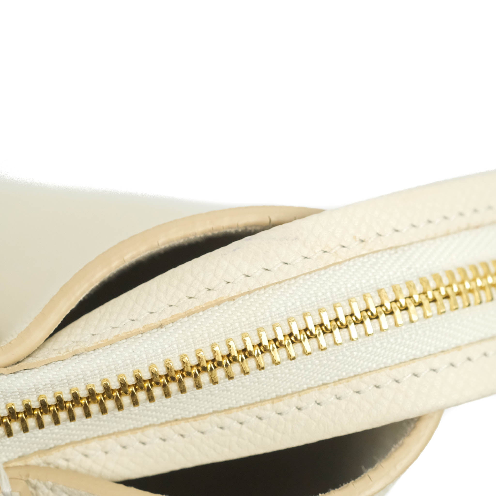 Celine Mini Belt Bag in White Grained Calfskin with Gold Hardware - Perfect for Everyday Use, Work, and Travel