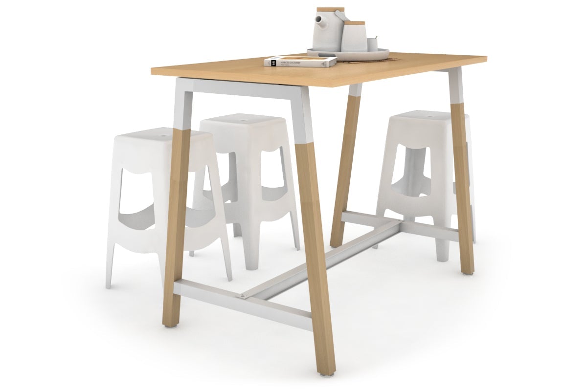 Premium Quadro A Legs Counter Table with Wood Legs & Cross Beam - 925H [1400L x 700W] - Perfect for Restaurant, Bar, and Commercial Kitchen Use