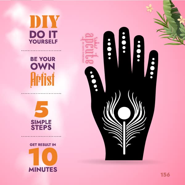 Apcute Mehndi Design Sticker | Henna Art Temporary Tattoo for Kids, Girls & Women | Easy to Apply & Remove | Best Mehandi Stencil Sticker Collection (Design No. H-B-156) | Perfect for Weddings, Festivals & DIY Body Art