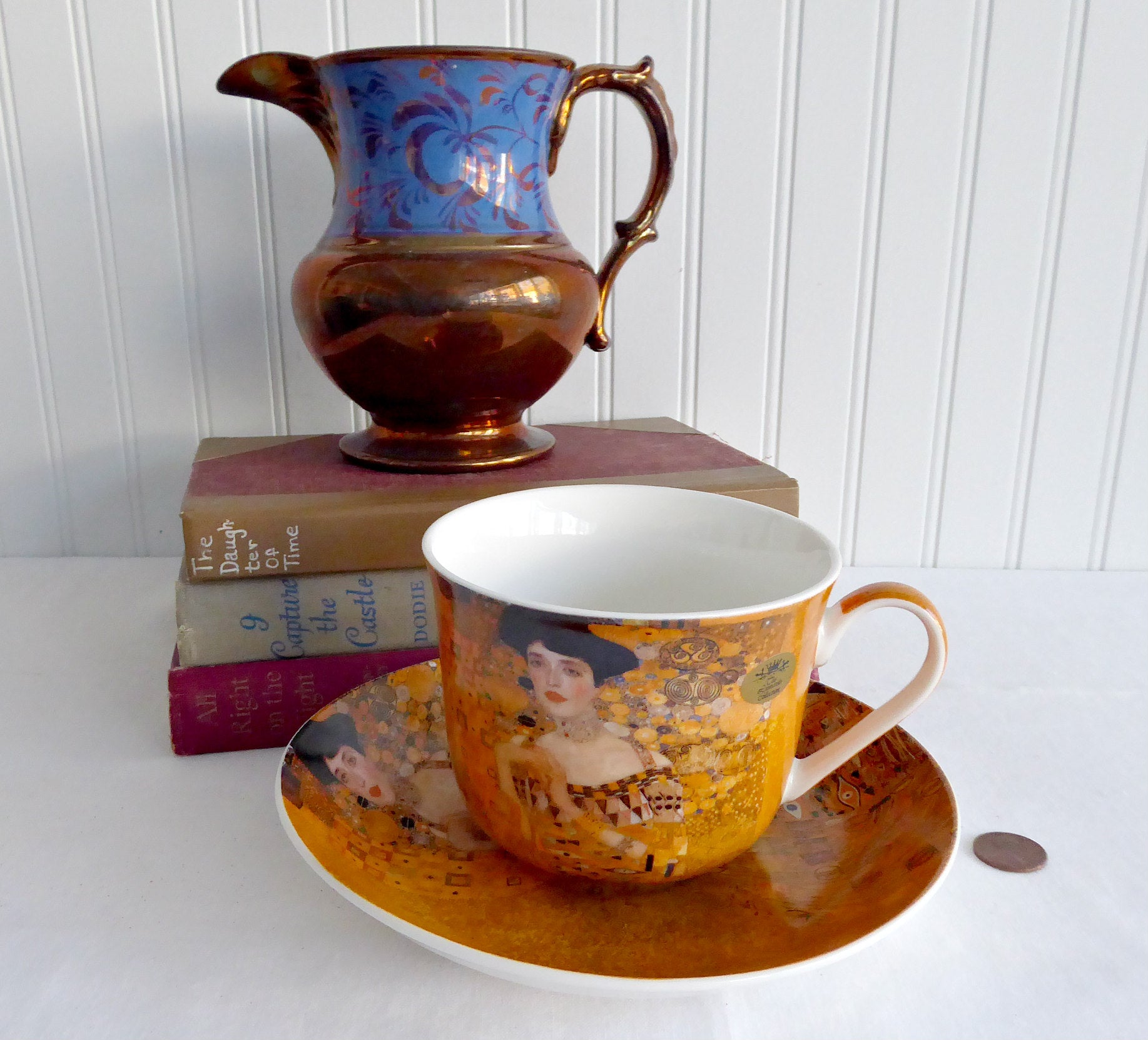 Klimt Portrait of Adele Breakfast Cup and Saucer Set - Leonardo Art Nouveau Bone China Tea Cup for Coffee, Tea & Home Decor
