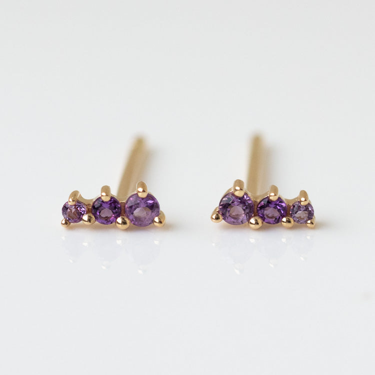 Solid Gold Dainty Birthstone Bar Studs Earrings - Minimalist 14K Gold Birth Month Jewelry for Women - Perfect for Everyday Wear, Gifts & Special Occasions