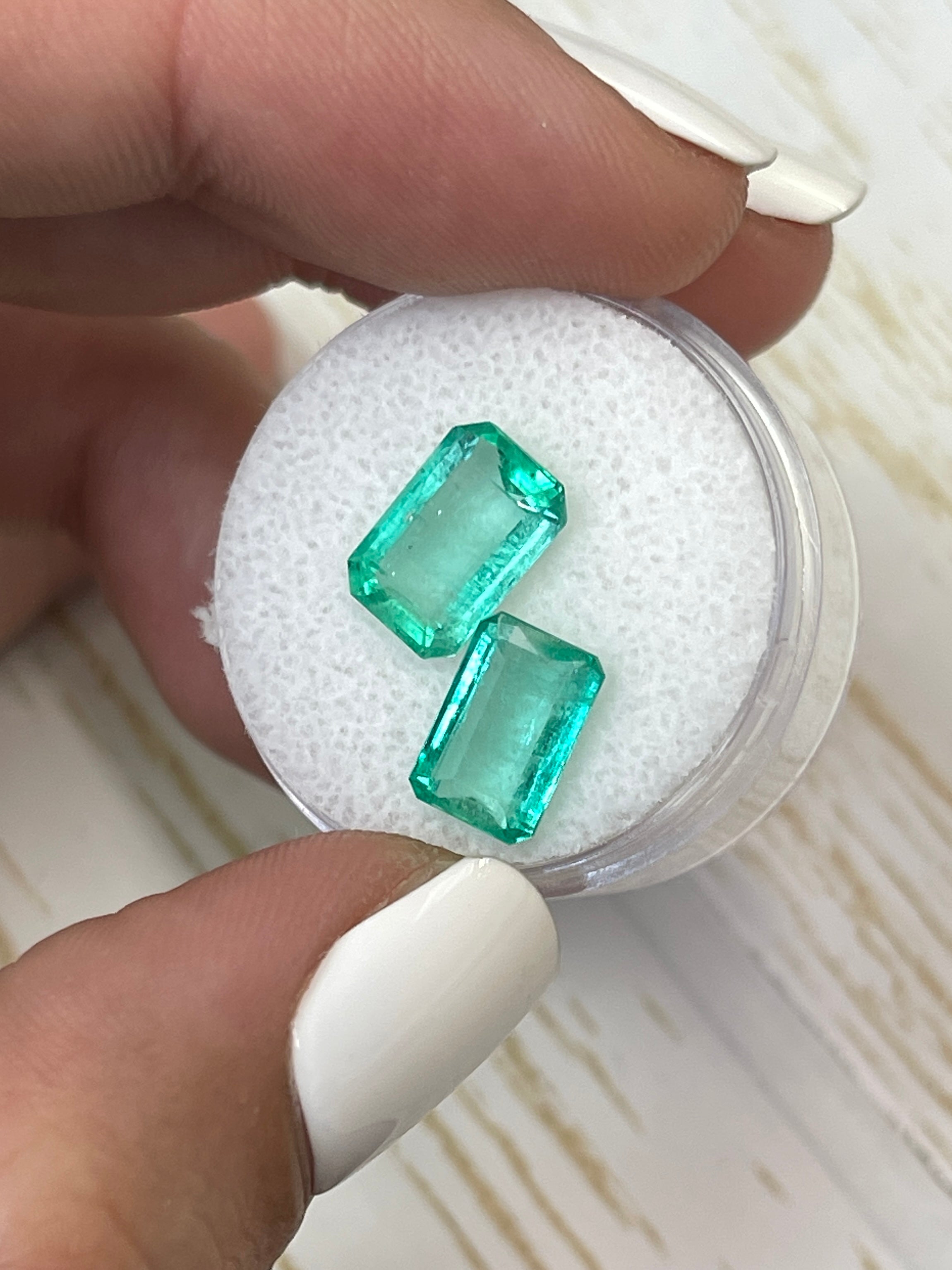 4.79tcw 10x7mm Matching Loose Colombian Emeralds - Emerald Cut Gemstones for Jewelry Making, Engagement Rings & Fine Collections | Natural Green Precious Stones