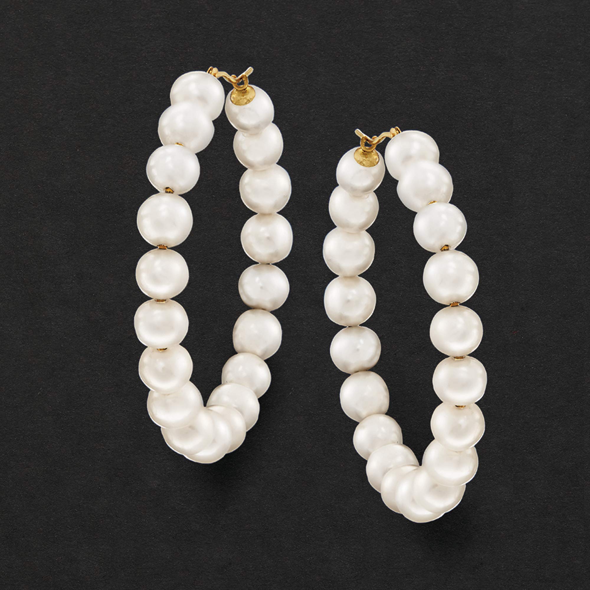 14kt Yellow Gold 6-7mm Cultured Pearl Hoop Earrings | Ross-Simons | Elegant Jewelry for Women, Perfect for Weddings, Parties & Special Occasions