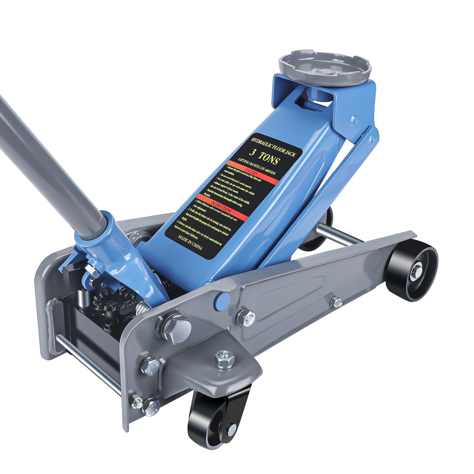 3 Ton Low Profile Floor Jack - Heavy Duty Carbon Steel Hydraulic Car Jack with Wheels (5.31