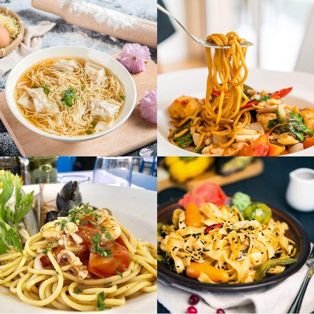 Stainless Steel Manual Pasta Maker Machine with 7 Interchangeable Molds - Hand Crank Noodle Press for Homemade Pasta, Ravioli & Dumplings - Perfect for Italian Cuisine, Family Cooking & Restaurant Use