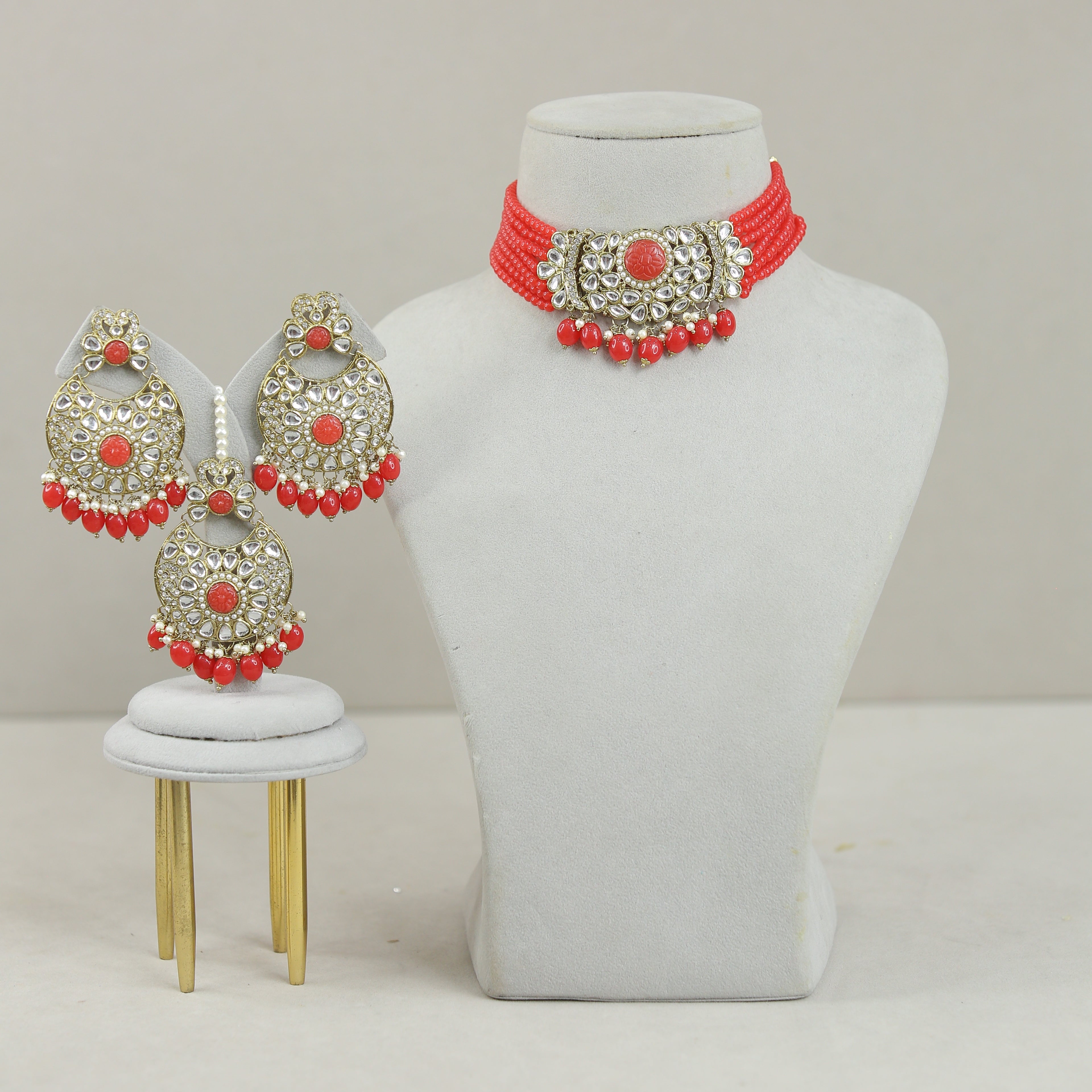 Kyrah Kundan Full Set Jewelry - Exquisite Indian Bridal Necklace, Earrings & Bracelet Set for Weddings, Parties & Special Occasions