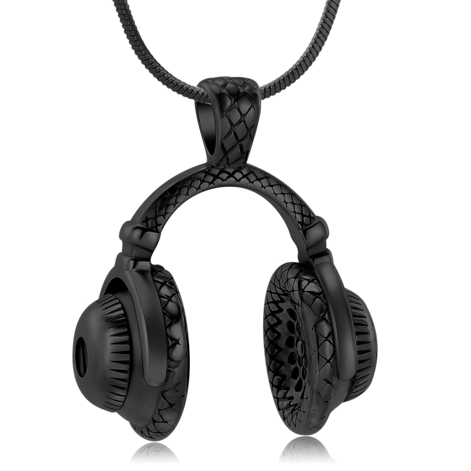Stainless Steel Music Headphone Urn Necklace for Ashes - Cremation Memorial Jewelry for Women & Men - Perfect for Music Lovers to Carry Memories
