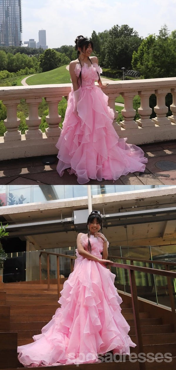 Elegant Pink A-Line Long Prom Dress for Women - Formal Evening Gown for Party, Homecoming, Wedding Guest | Style 13865