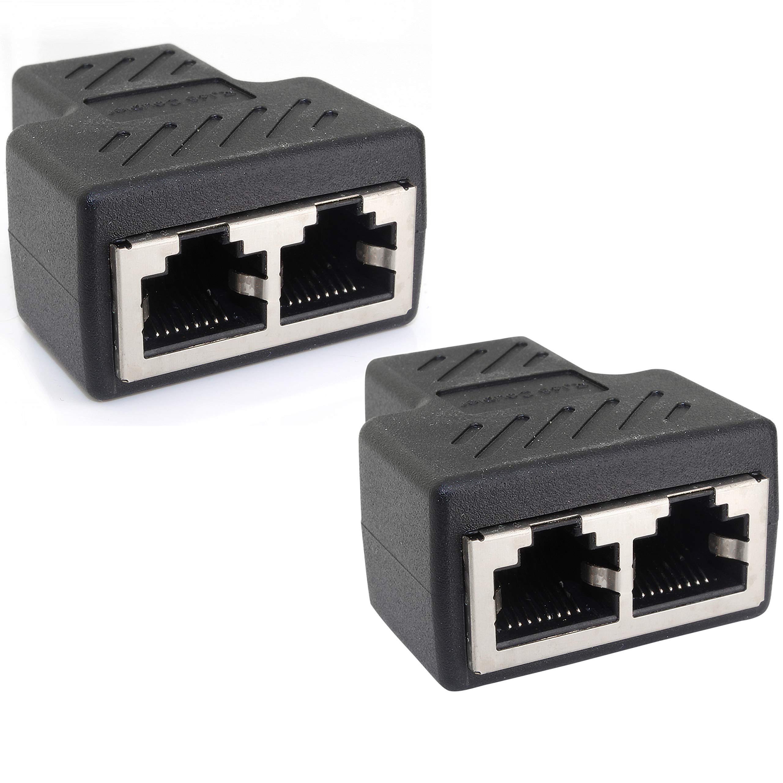 1aTTack.de Cat.6A Ethernet Cable Connector - RJ45 Network Splitter Adapter (2 Pack) - Compatible with Cat5/Cat6/Cat7/Cat8 Cables - Ideal for Home/Office Networking & High-Speed Internet Setup