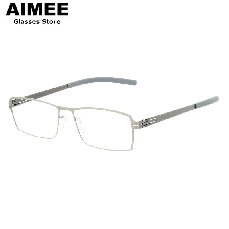 Aimee Unisex Full Rim Square Screwless Steel Eyeglasses Frame 65085 - Lightweight Durable Glasses for Men & Women - Perfect for Reading, Work, and Everyday Use